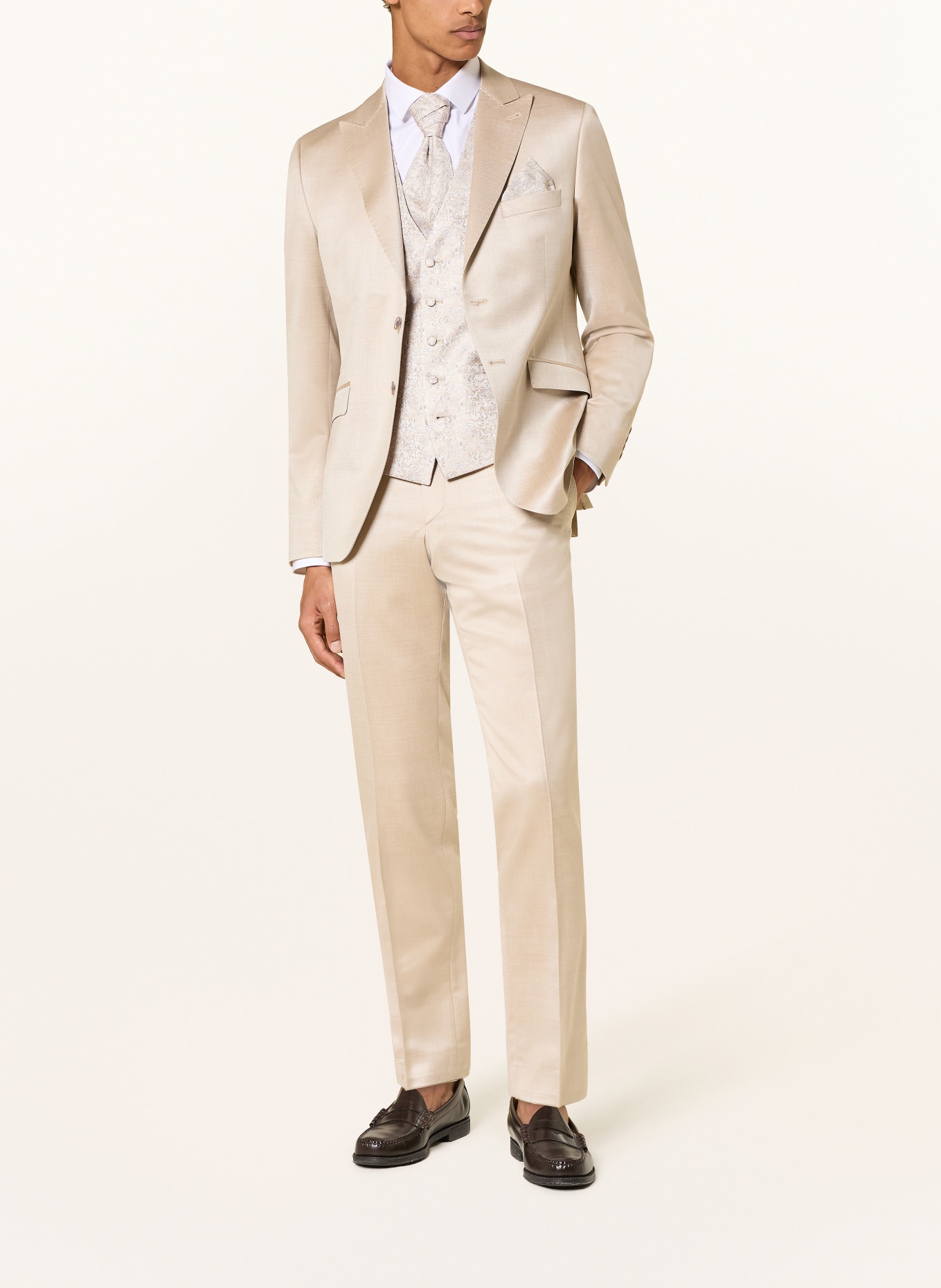 WILVORST Kamizelka garniturowa o kroju Extra Slim Fit: 065 Beige gem.