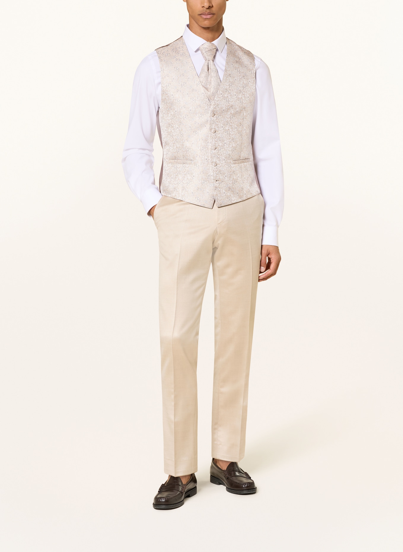 WILVORST Kamizelka garniturowa o kroju Extra Slim Fit: 065 Beige gem.