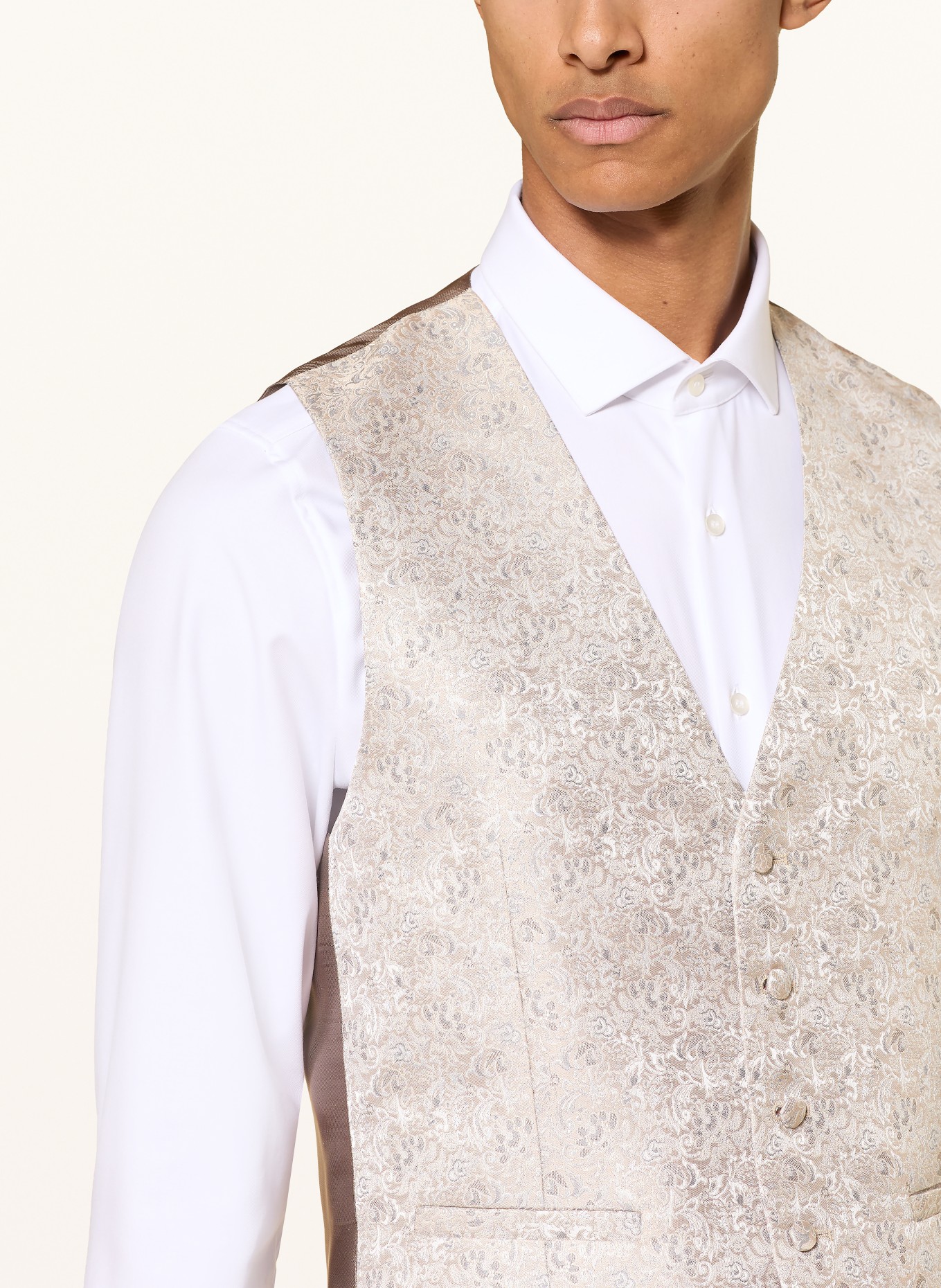 WILVORST Kamizelka garniturowa o kroju Extra Slim Fit: 065 Beige gem.