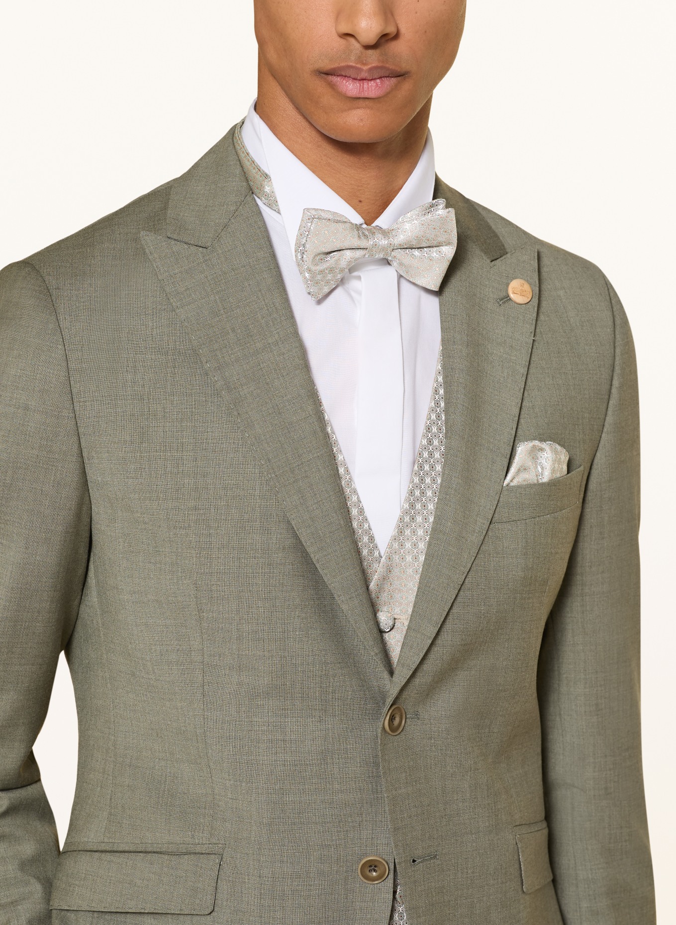 WILVORST Sada: motýlek a kapesník: BÉŽOVÁ / KRÉMOVÁ / MÁTOVÁ