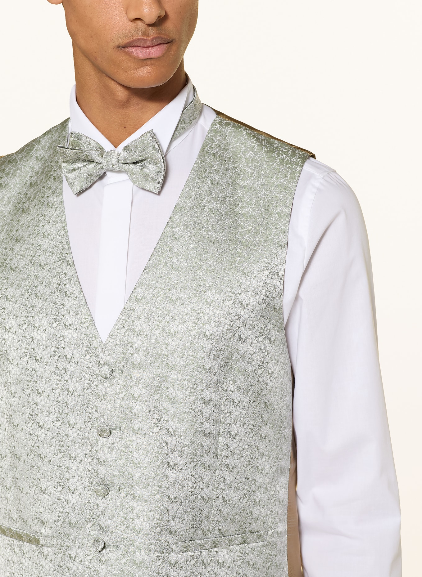 WILVORST Anzugweste Slim Fit: 046 Grün Silber gem