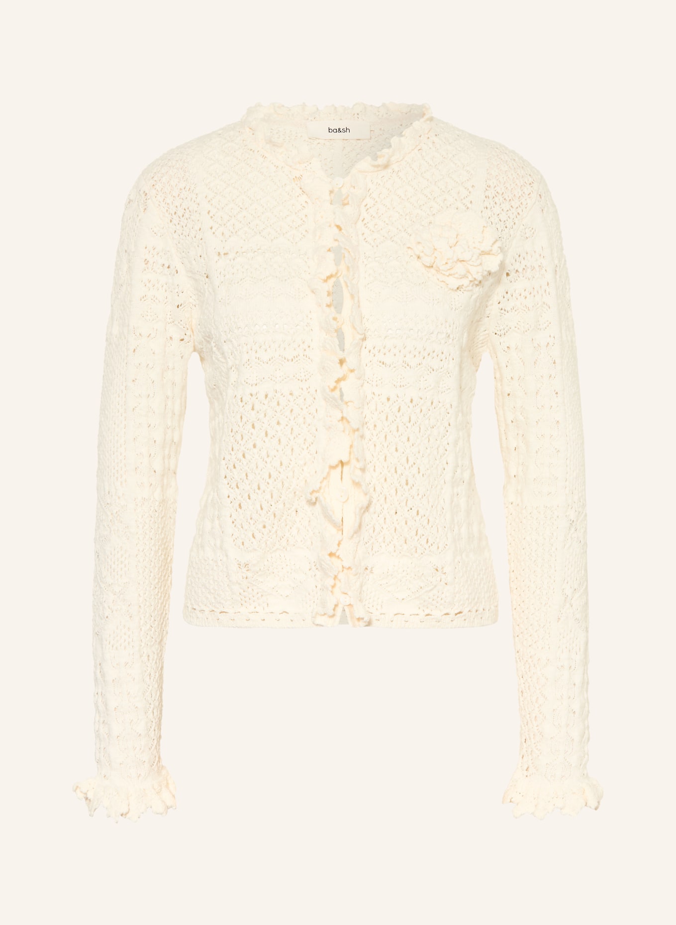 ba&sh Strickjacke SORIA mit Rüschen: CREME
