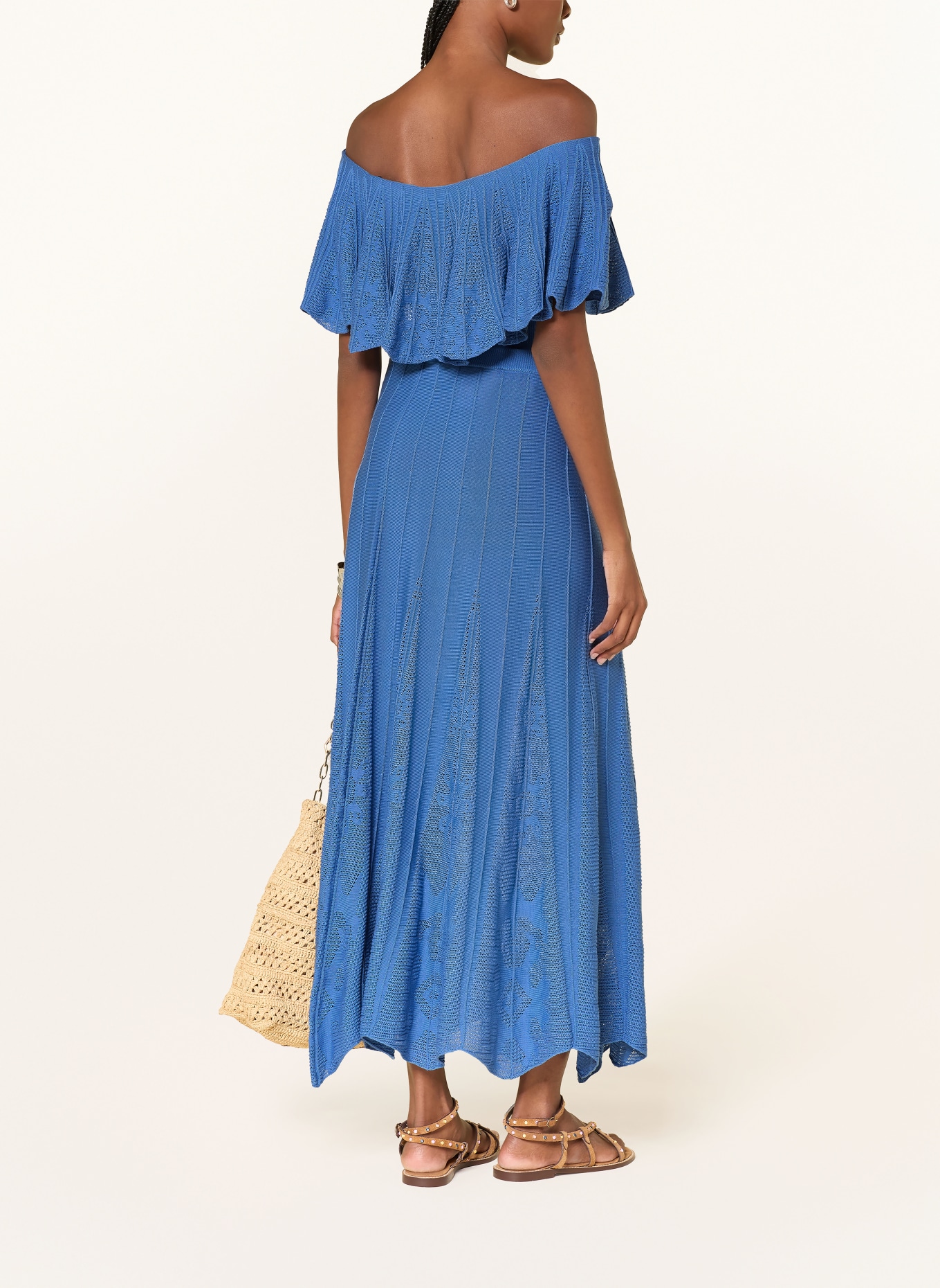 ba&sh Off-Shoulder-Stricktop SALDA mit Volants: BLAU