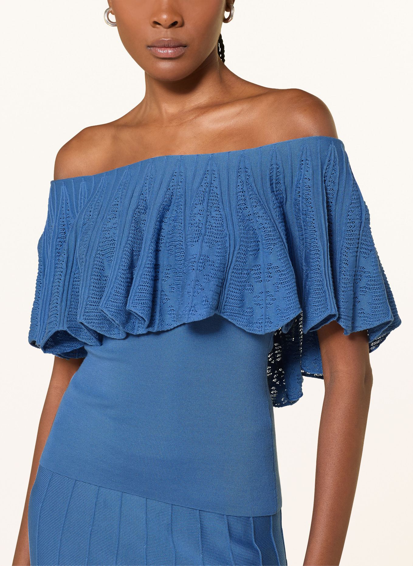 ba&sh Off-Shoulder-Stricktop SALDA mit Volants: BLAU