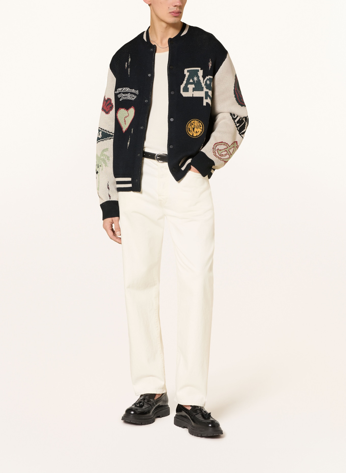 ALLSAINTS Svetr: ČERNÁ / REŽNÁ / ČERVENÁ