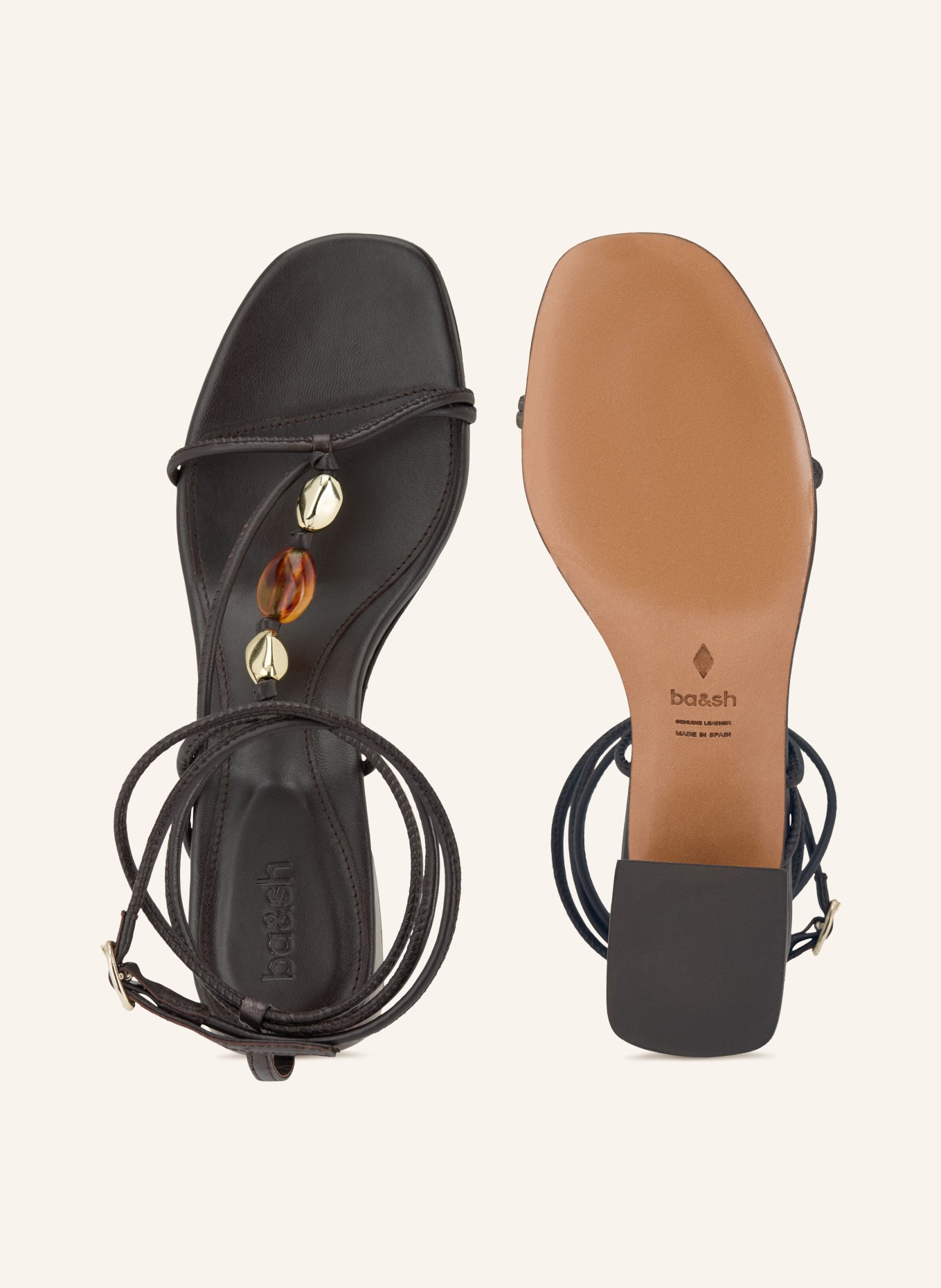 ba&sh Sandaletten CAYA mit Schmuckperlen: DUNKELBRAUN