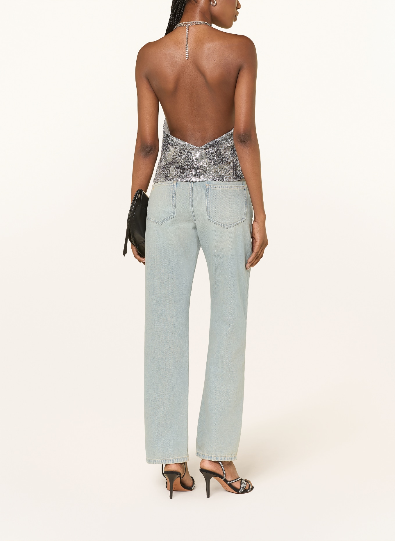 ba&sh Top SIMONA mit Pailleten: TAUPE / SCHWARZ