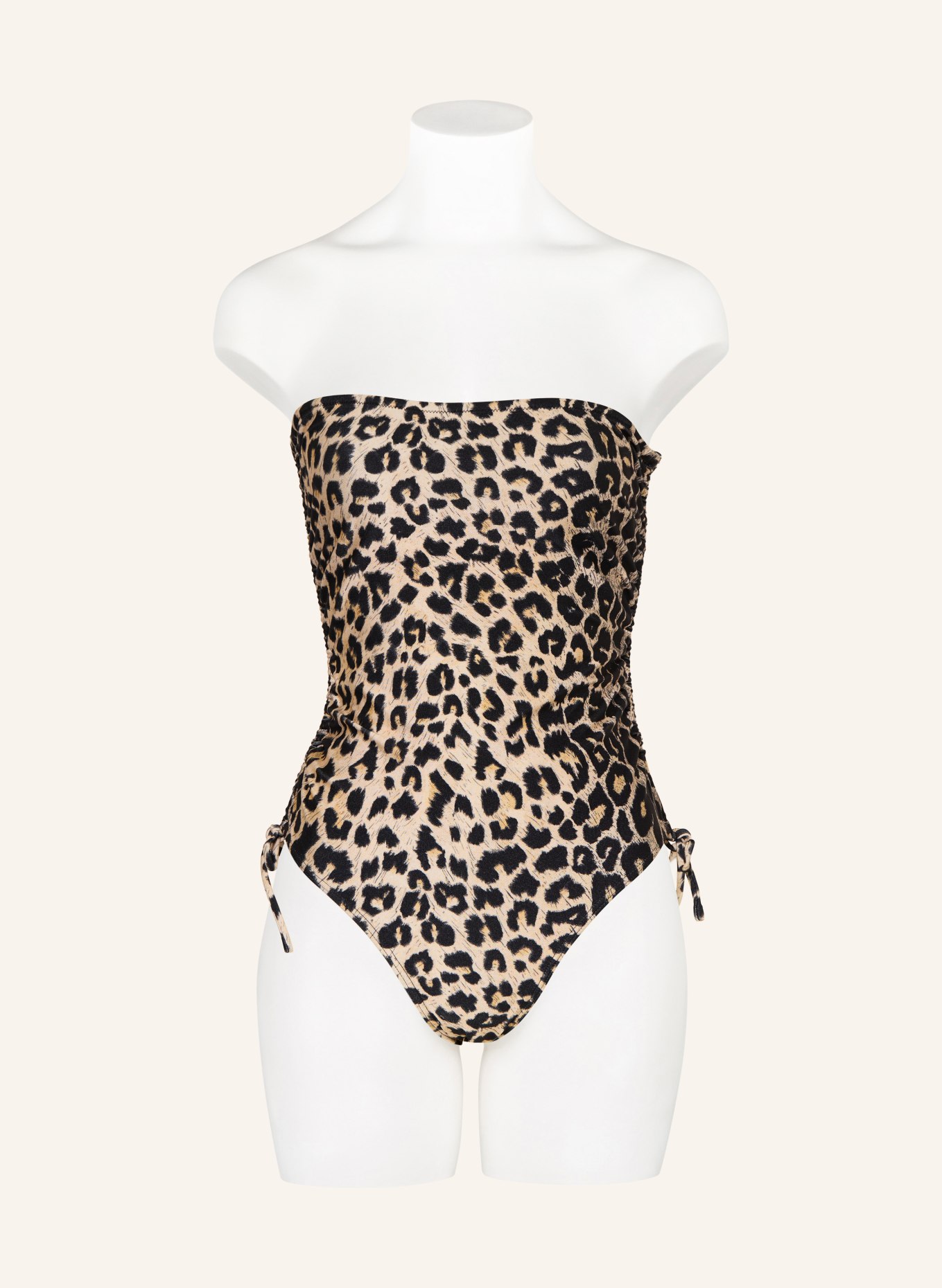 ALLSAINTS Strój kąpielowy typu bandeau COURT: JASNOBRĄZOWY / CZARNY