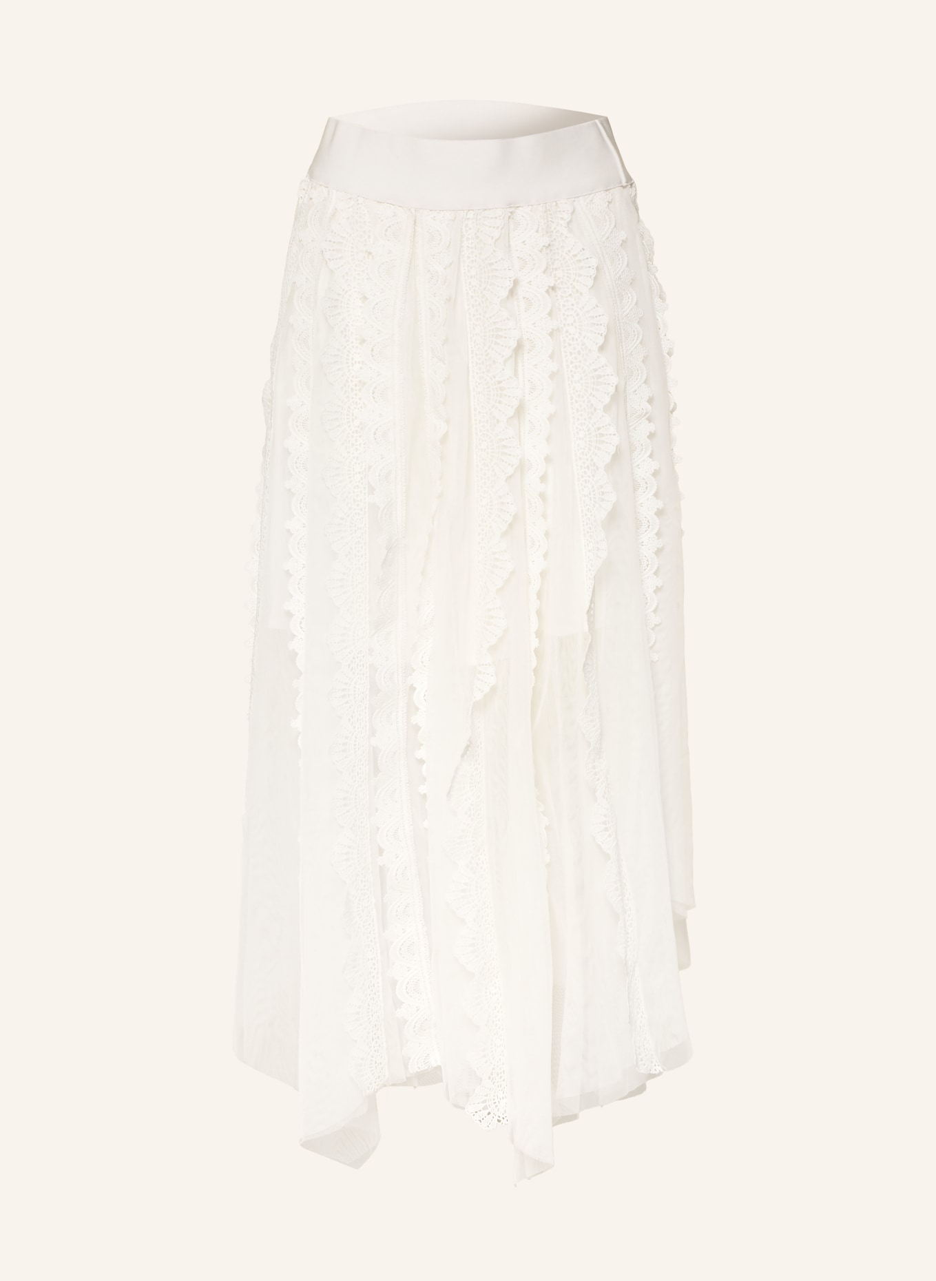 ALLSAINTS Síťovaná sukně VASHTIE s krajkou: BÍLÁ