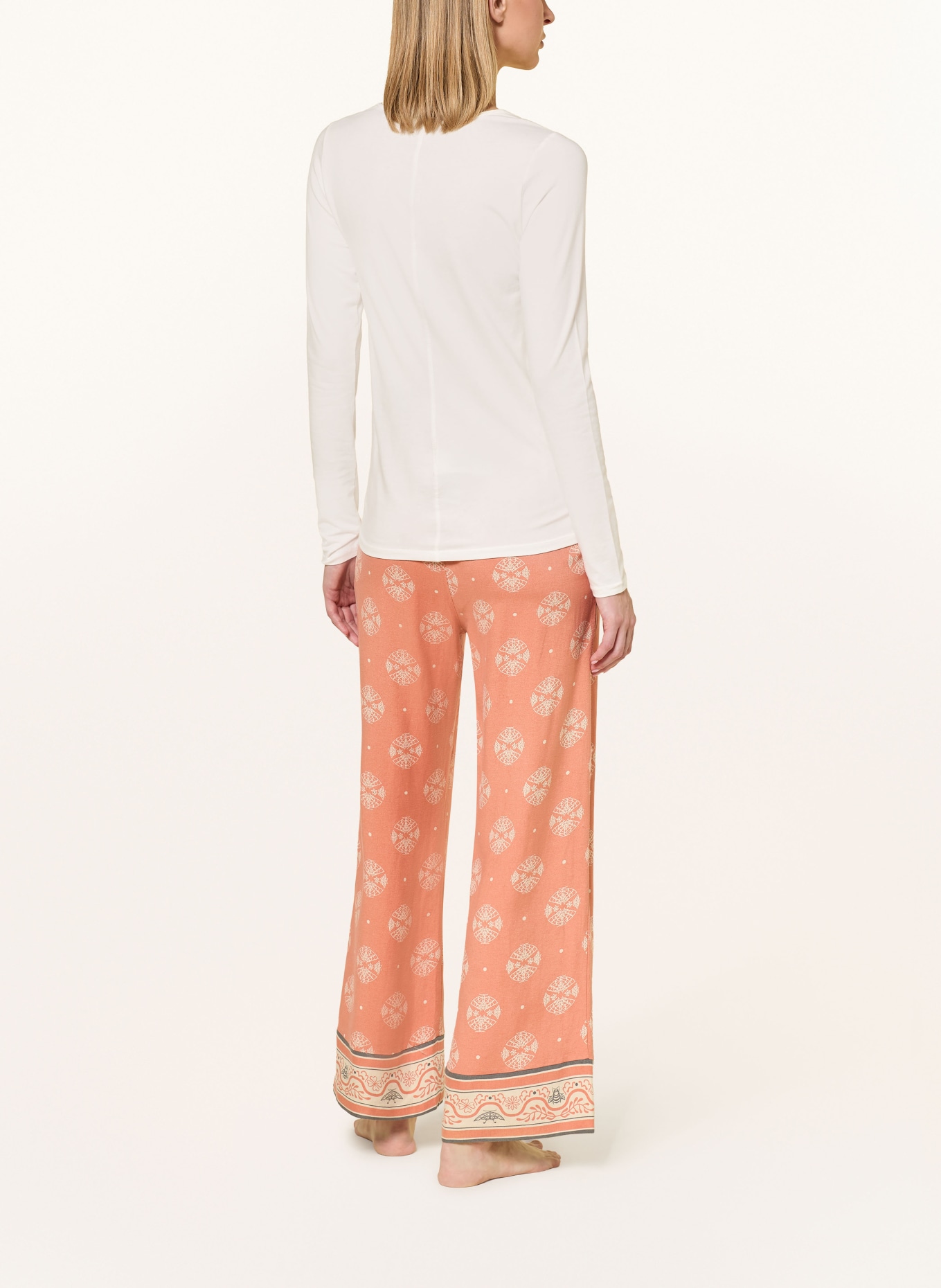 HANRO Schlafhose URBAN CASUALS: HELLORANGE / CREME / DUNKELGRAU