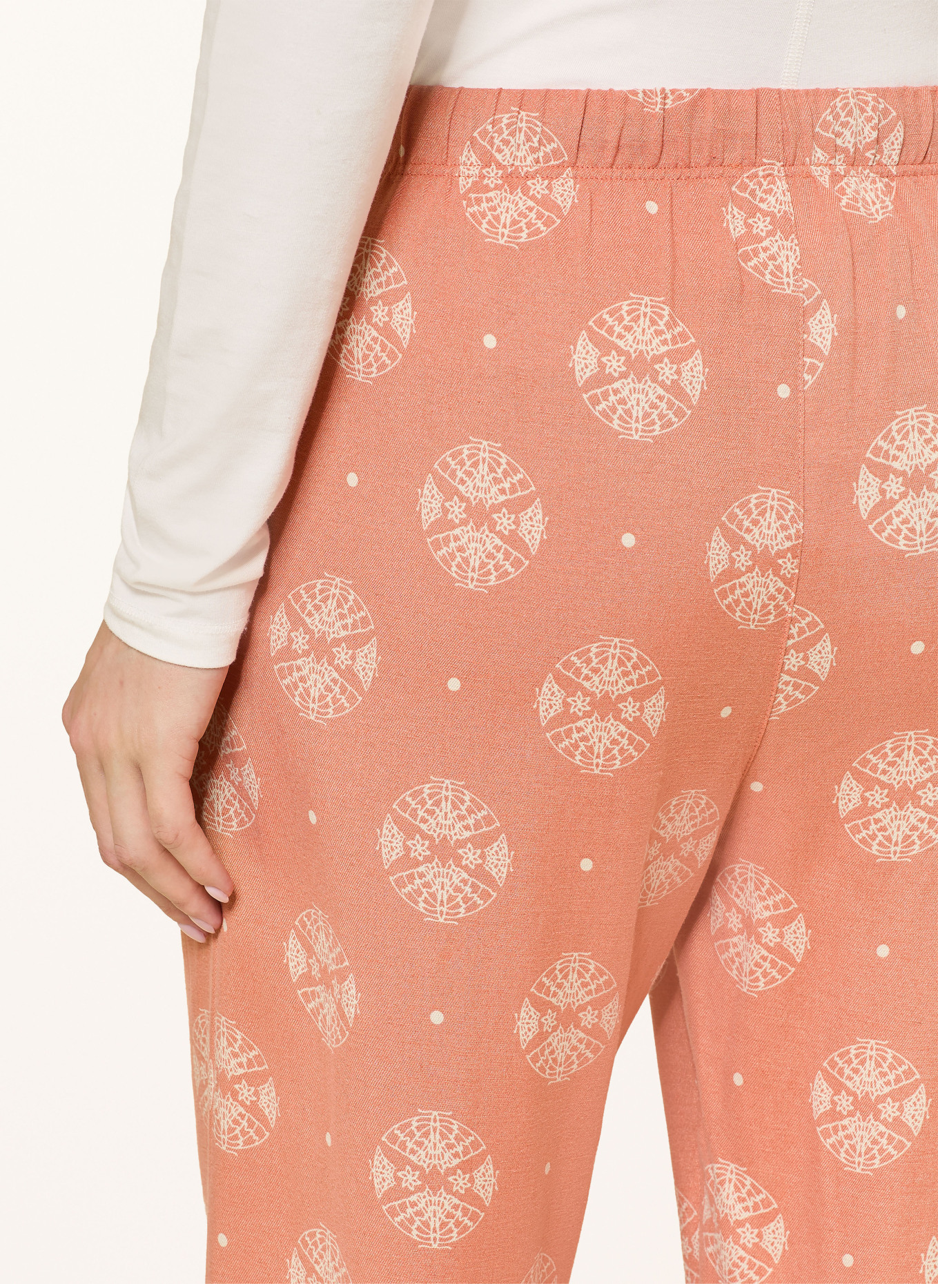 HANRO Schlafhose URBAN CASUALS: HELLORANGE / CREME / DUNKELGRAU