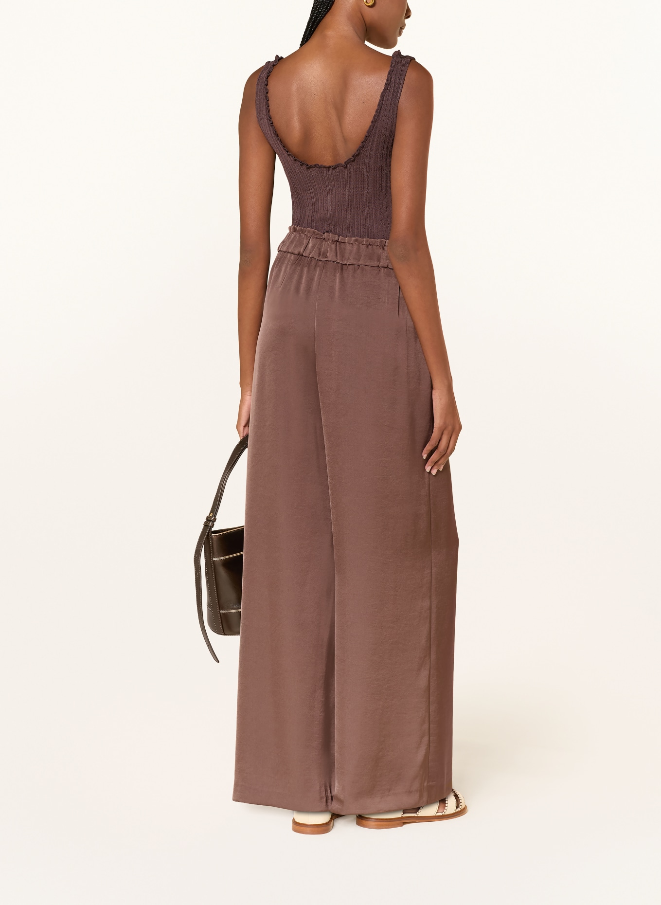 CLAUDIE PIERLOT Spodnie z satyny: BRĄZOWY