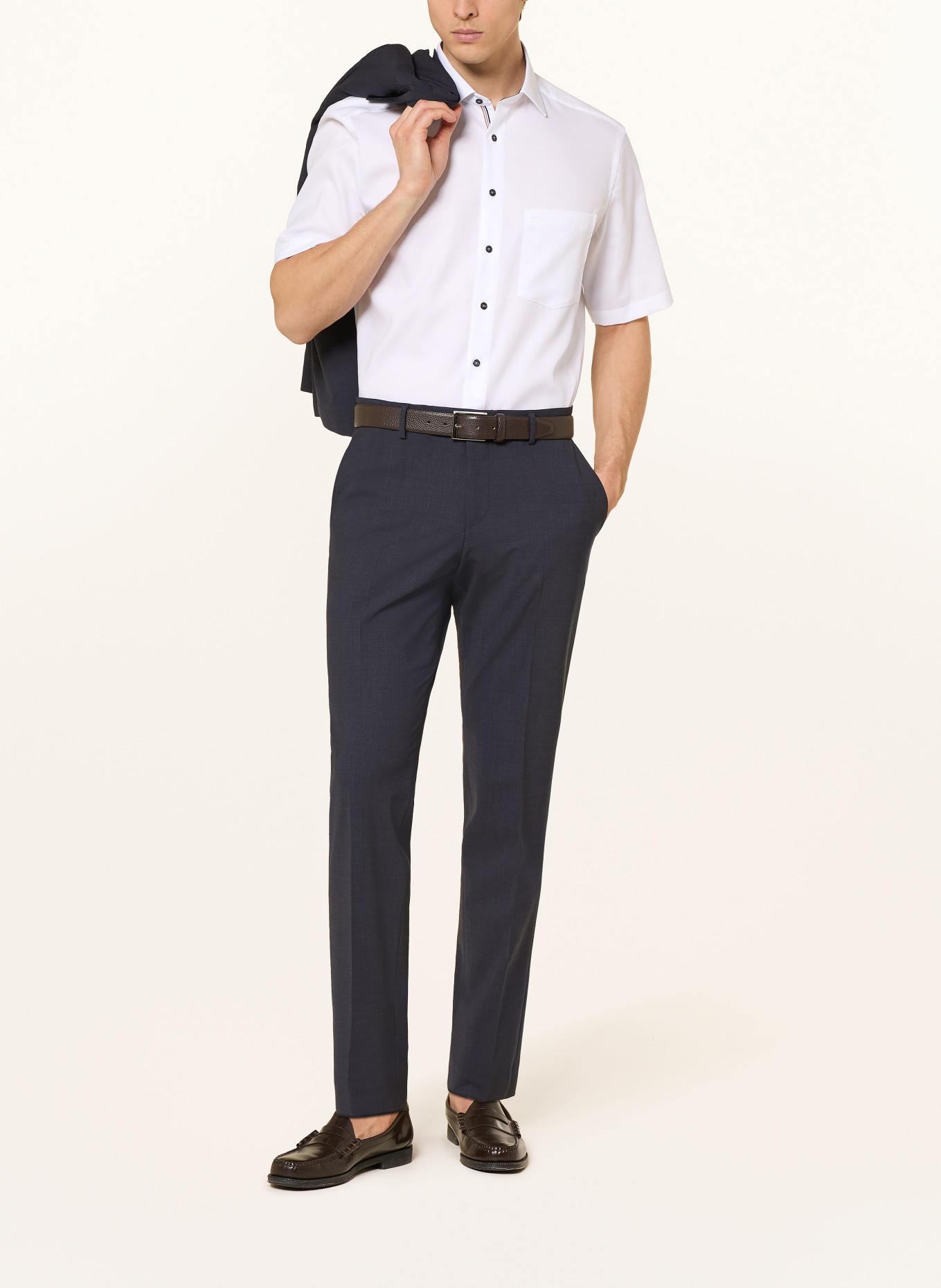 OLYMP Koszula z krótkim rękawem Luxor o kroju comfort fit: BIAŁY