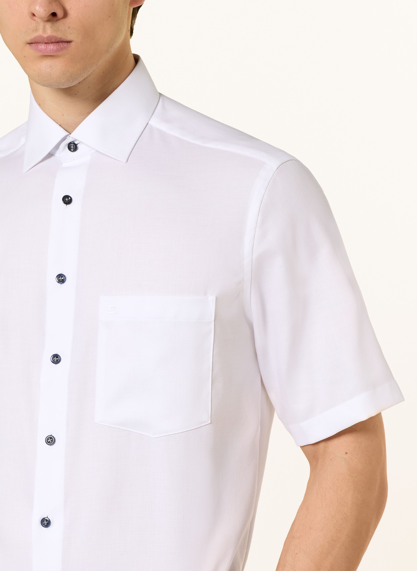 OLYMP Koszula z krótkim rękawem Luxor o kroju comfort fit: BIAŁY