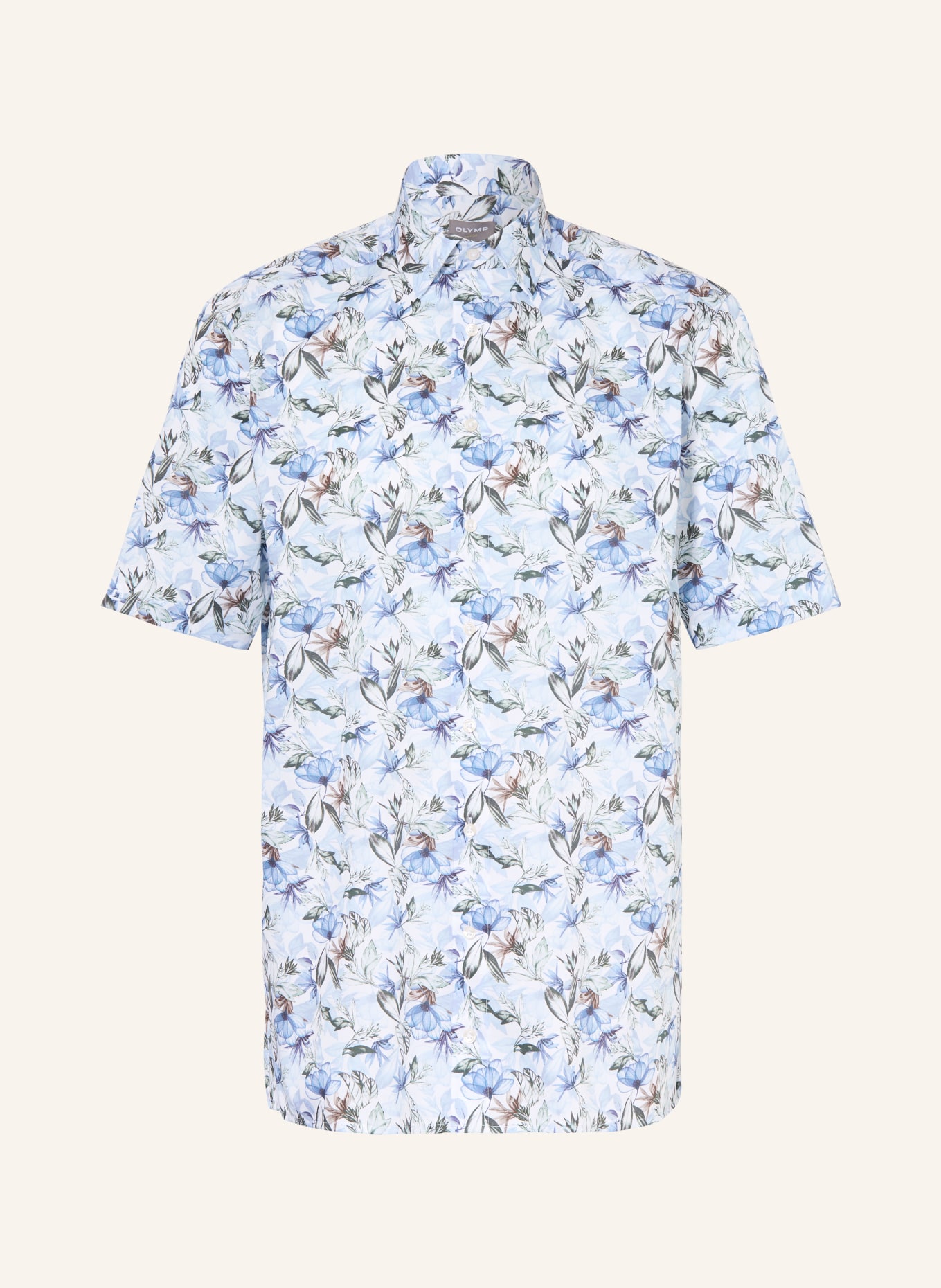 OLYMP Kurzarm-Hemd Luxor comfort fit: HELLBLAU / GRÜN / WEISS
