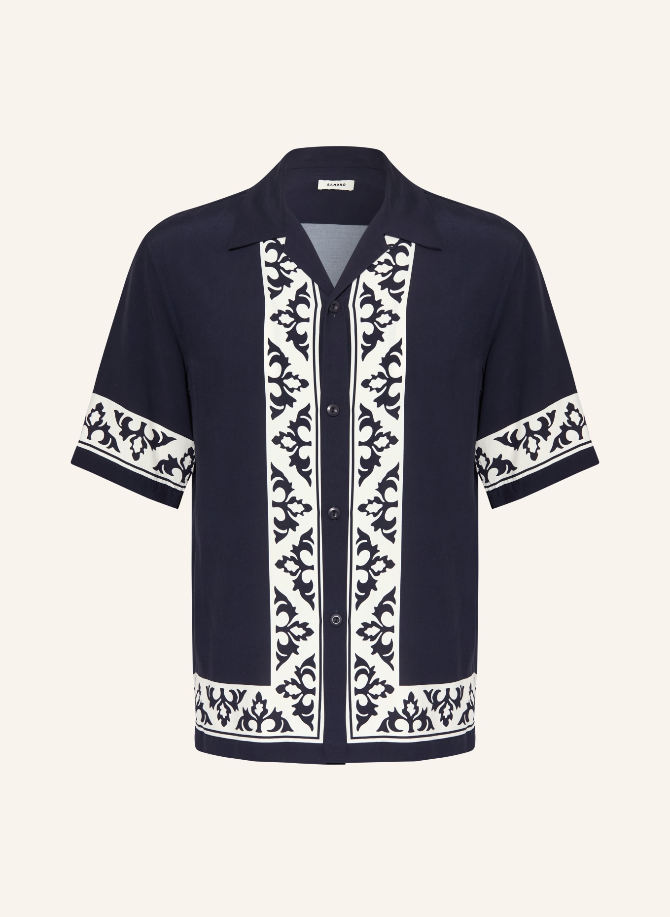 SANDRO Resorthemd: DUNKELBLAU / WEISS