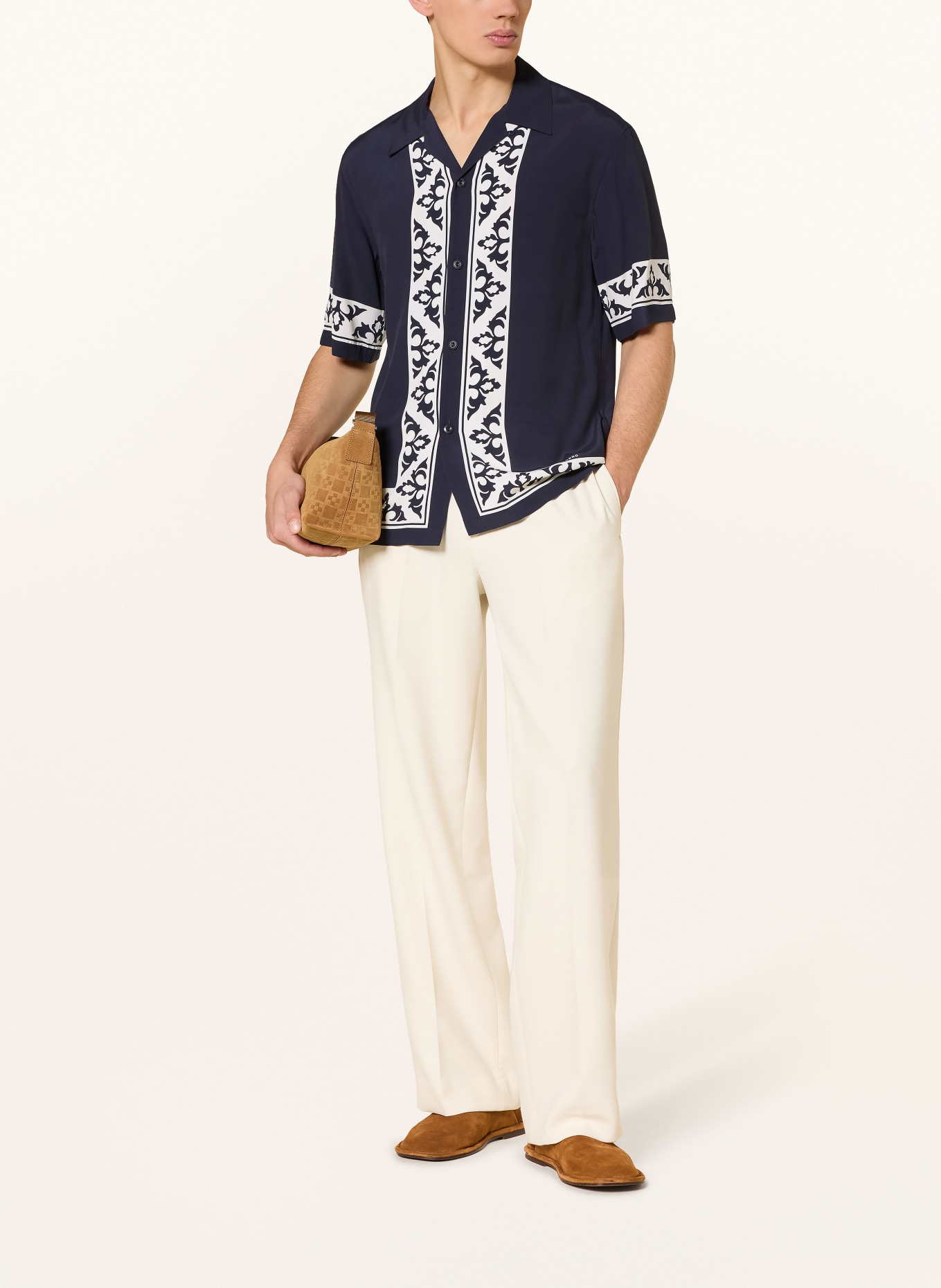 SANDRO Resorthemd: DUNKELBLAU / WEISS