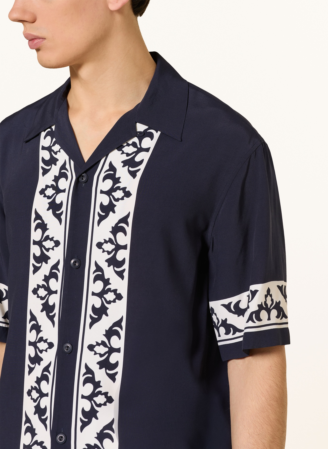 SANDRO Resorthemd: DUNKELBLAU / WEISS