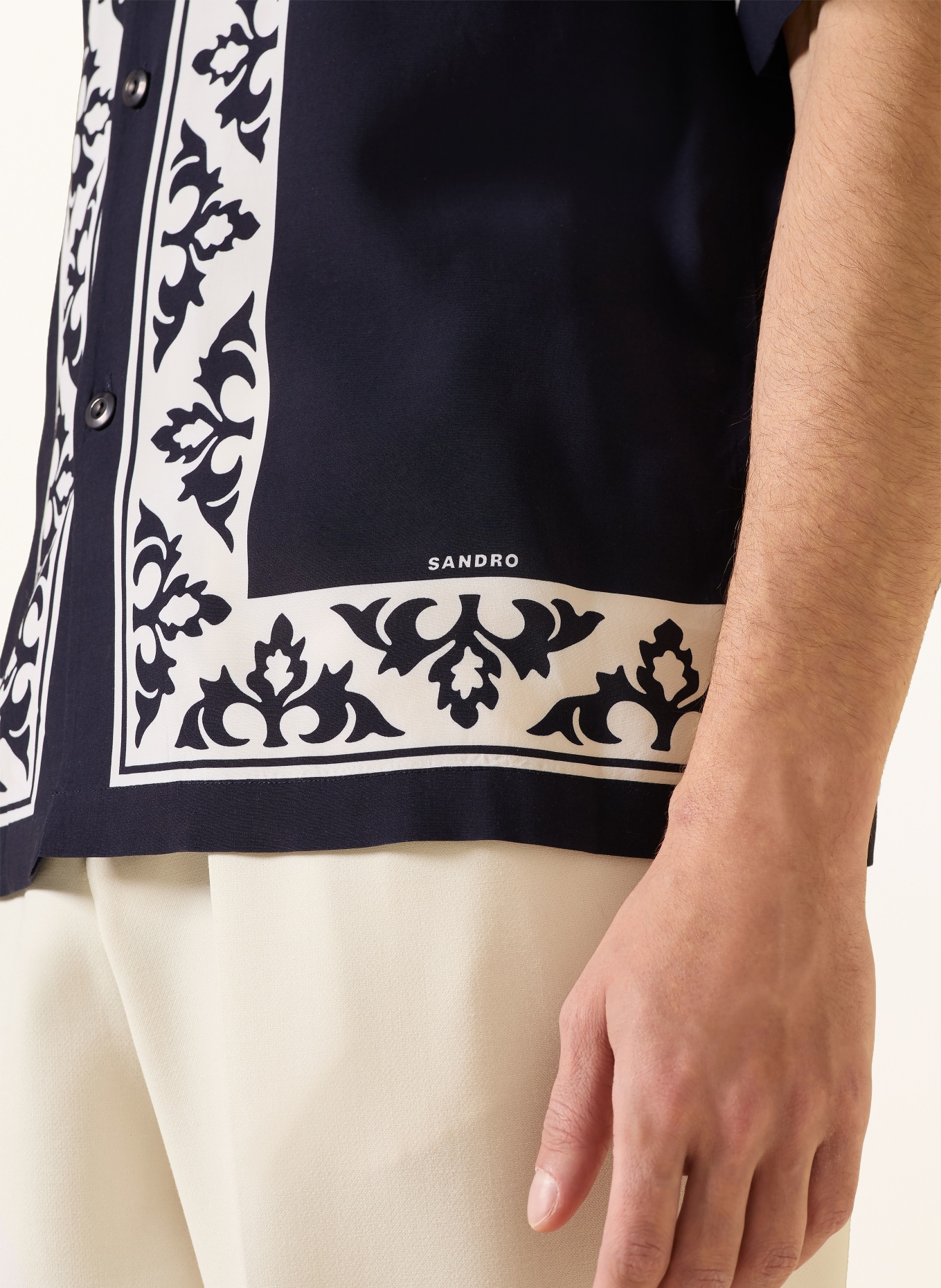 SANDRO Resorthemd: DUNKELBLAU / WEISS