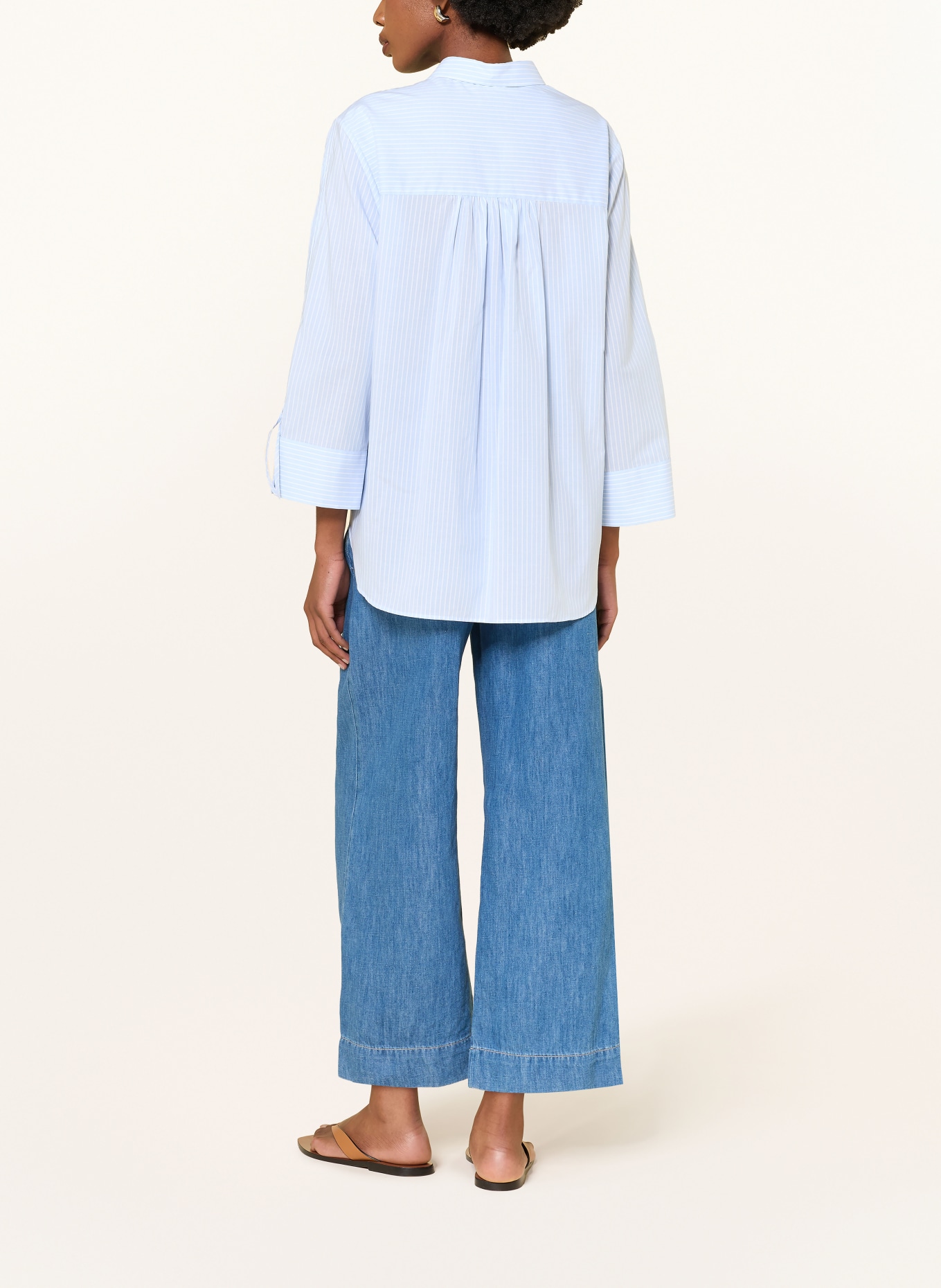 lilienfels Hemdbluse mit 3/4-Arm: HELLBLAU / WEISS