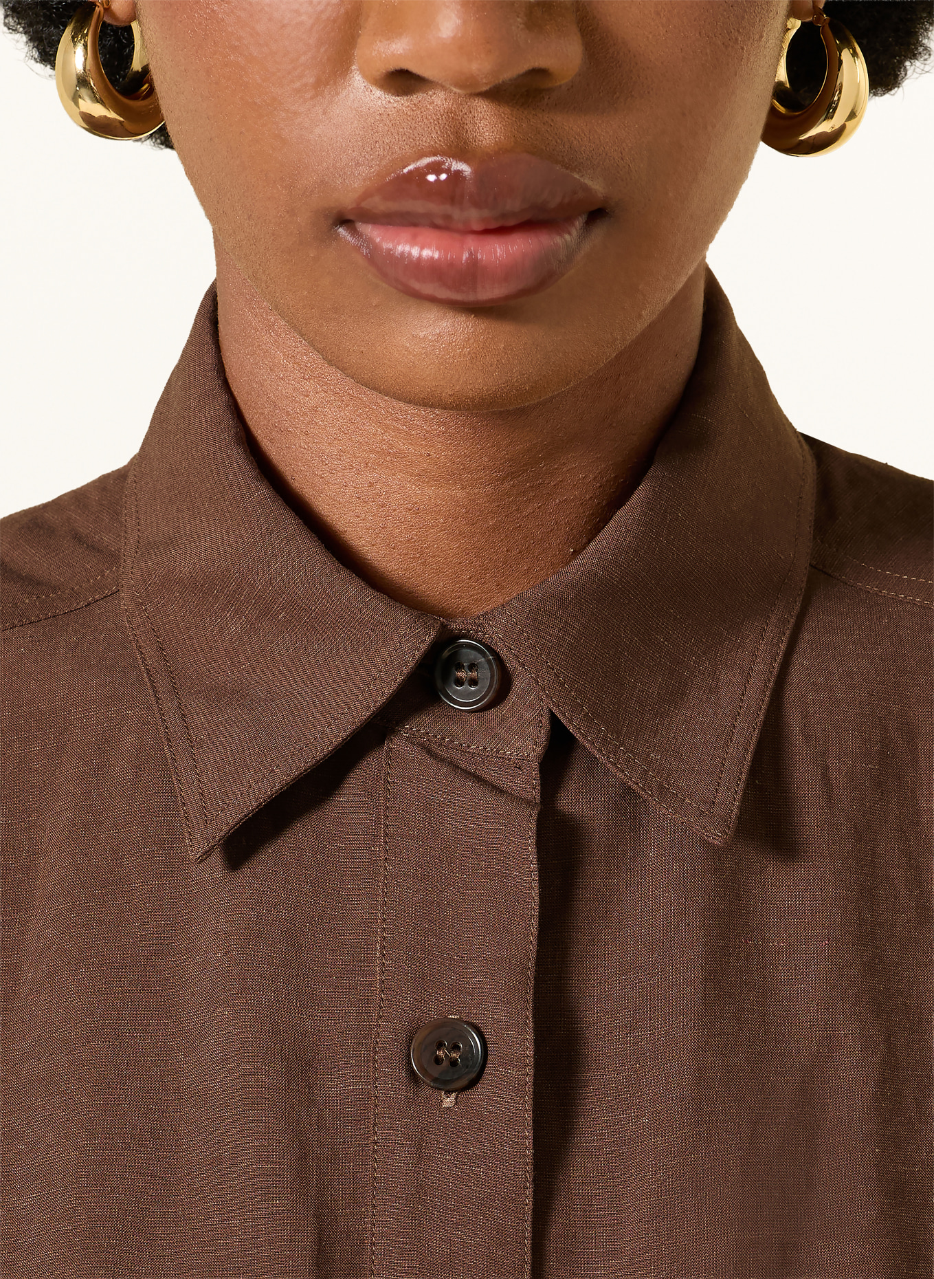 lilienfels Shirt dress with linen: DARK BROWN