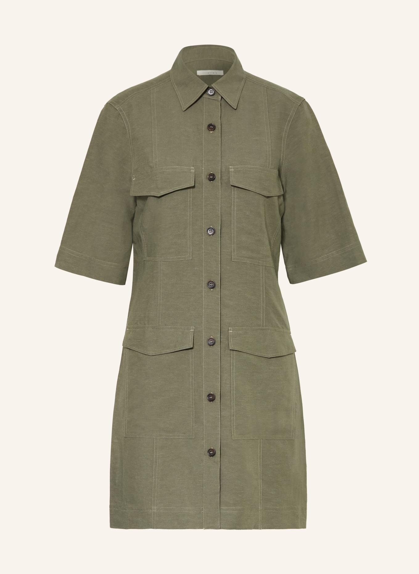 lilienfels Hemdblusenkleid mit Leinen: KHAKI
