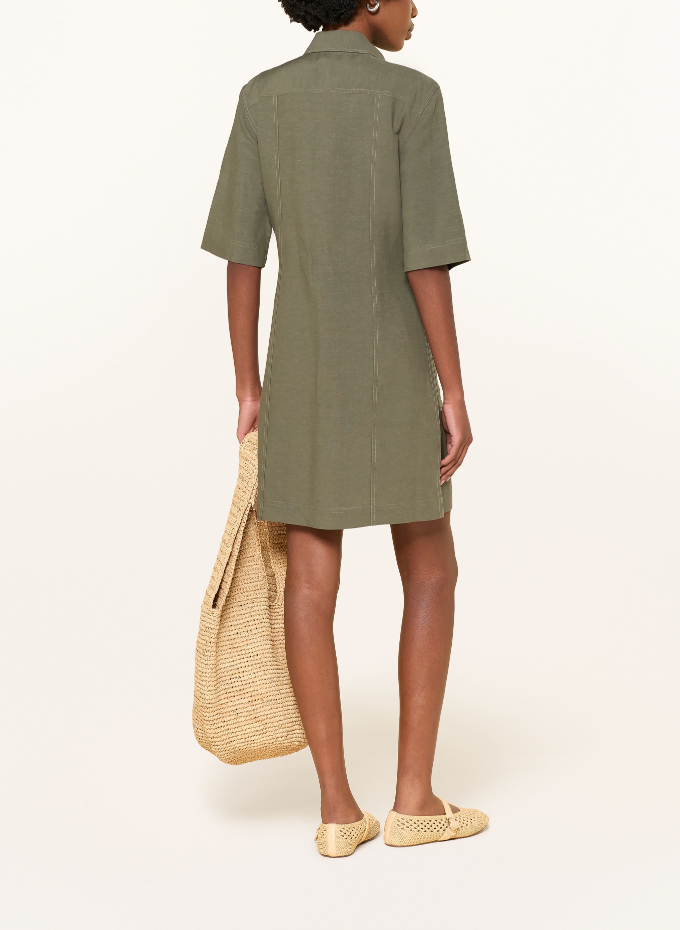 lilienfels Hemdblusenkleid mit Leinen: KHAKI