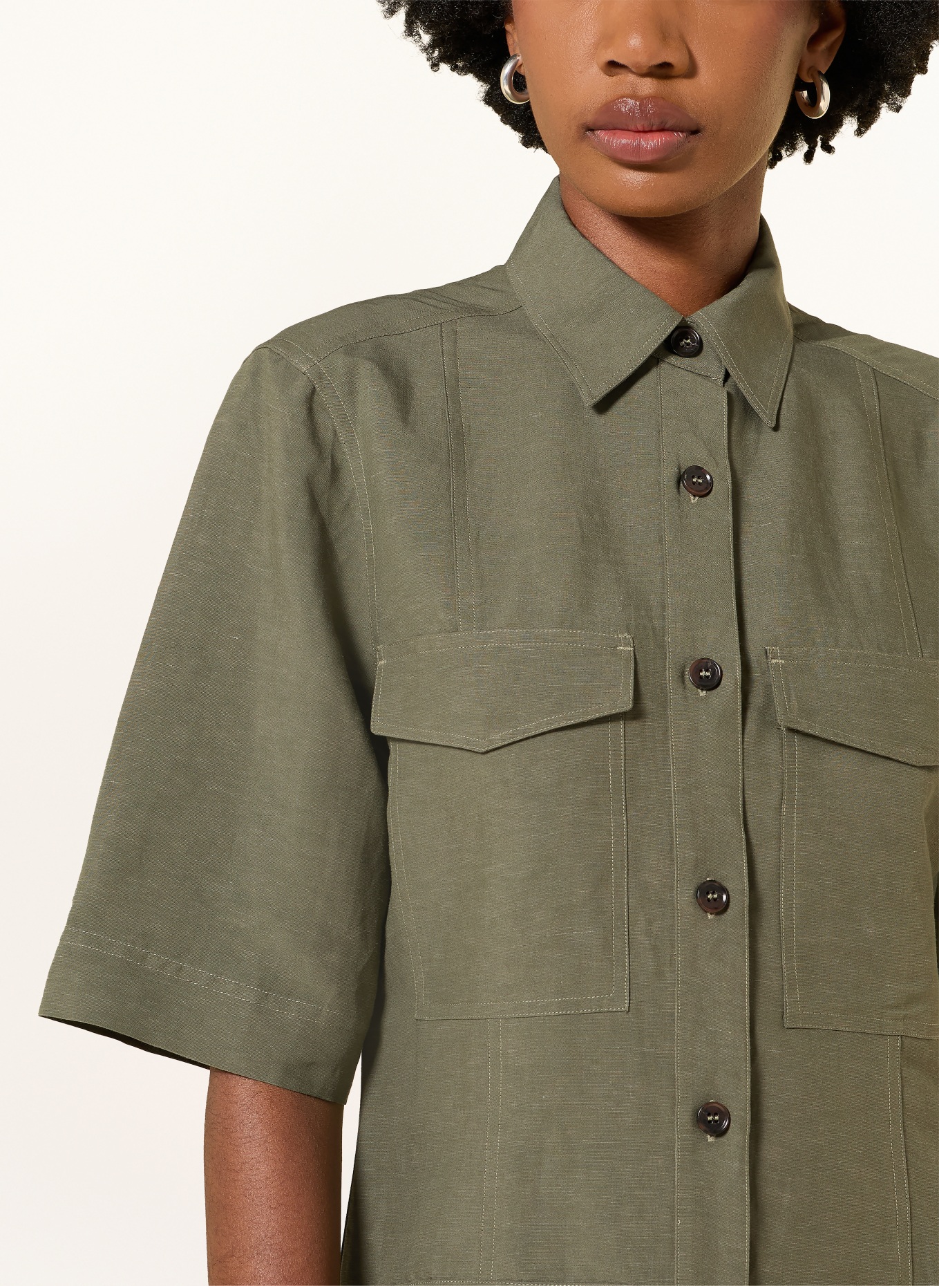 lilienfels Hemdblusenkleid mit Leinen: KHAKI
