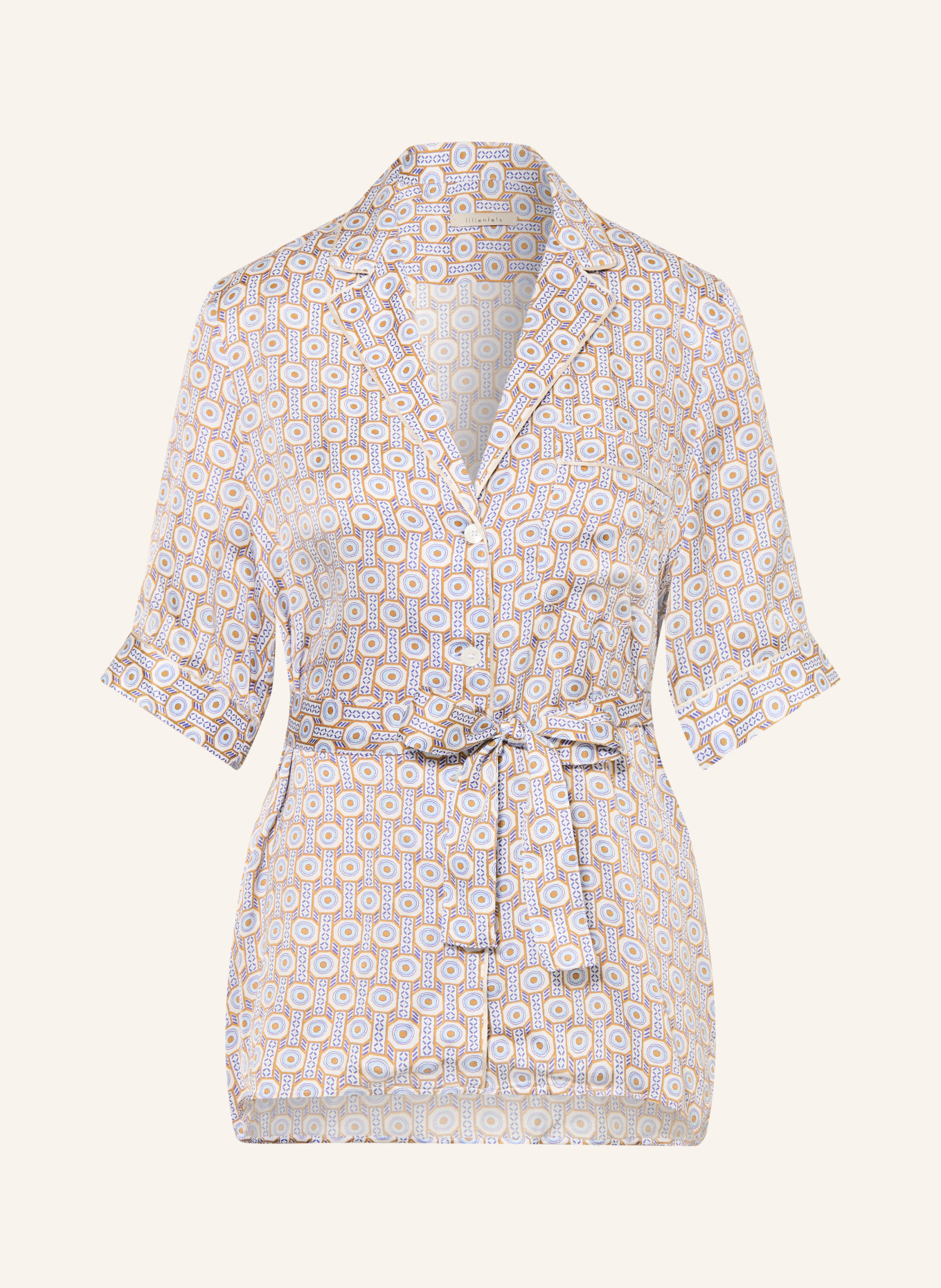 lilienfels Satinbluse: HELLBLAU / COGNAC / CREME