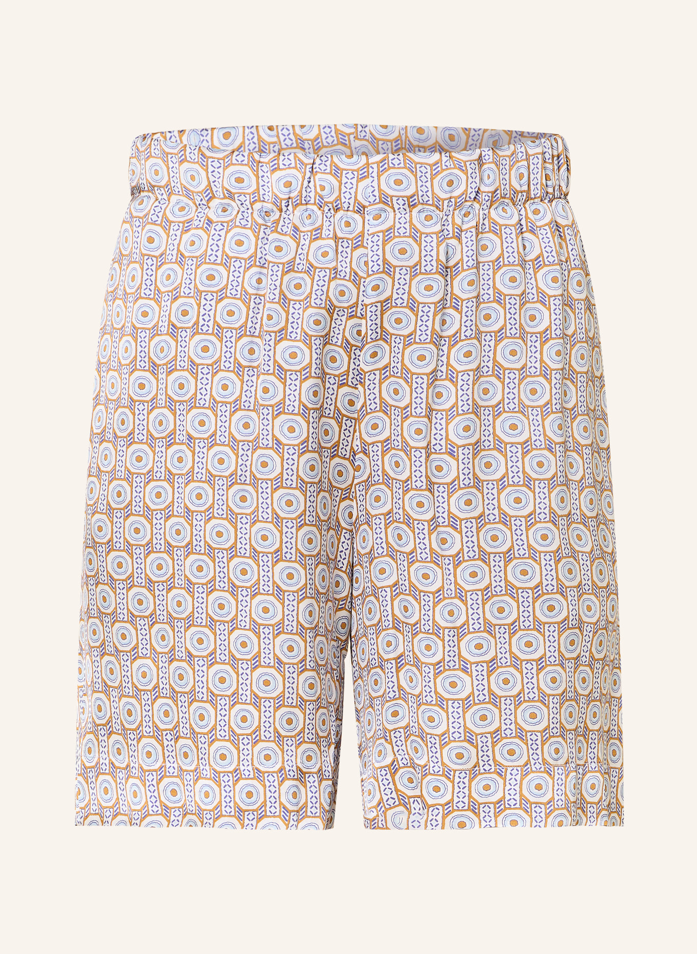 lilienfels Satinshorts mit Leinen: HELLBLAU / COGNAC / CREME