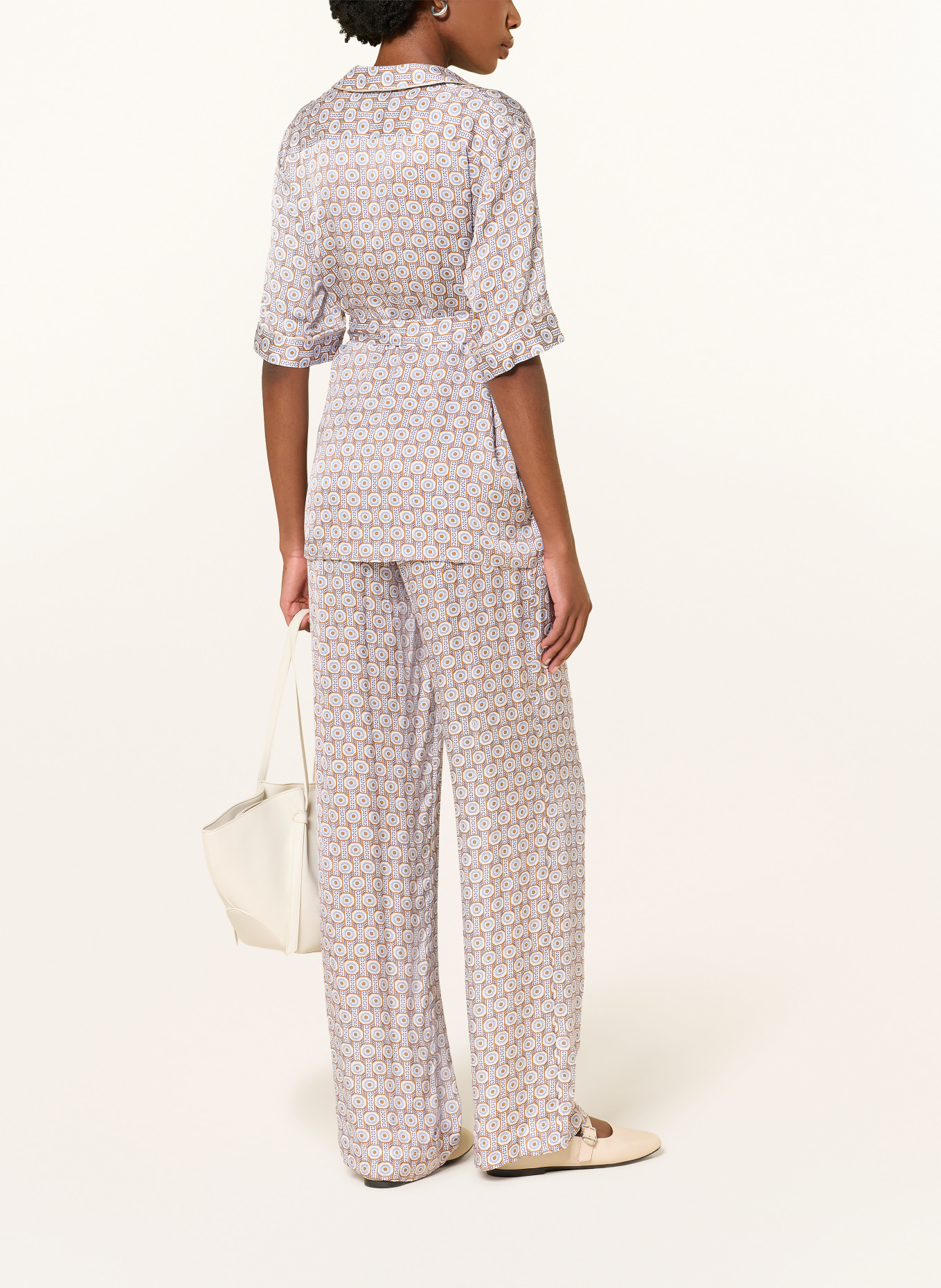 lilienfels Saténové kalhoty Marlene: TMAVĚ MODRÁ / KOŇAKOVÁ / KRÉMOVÁ