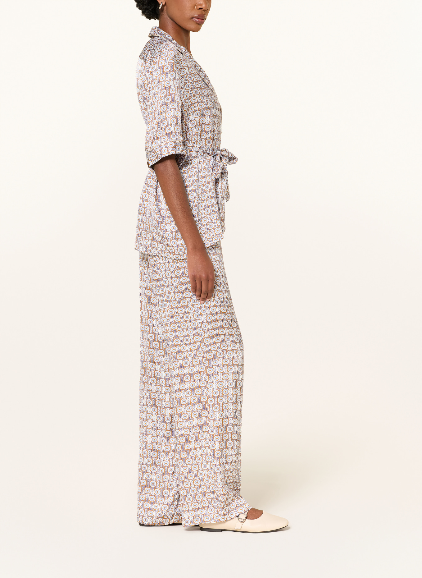 lilienfels Saténové kalhoty Marlene: TMAVĚ MODRÁ / KOŇAKOVÁ / KRÉMOVÁ