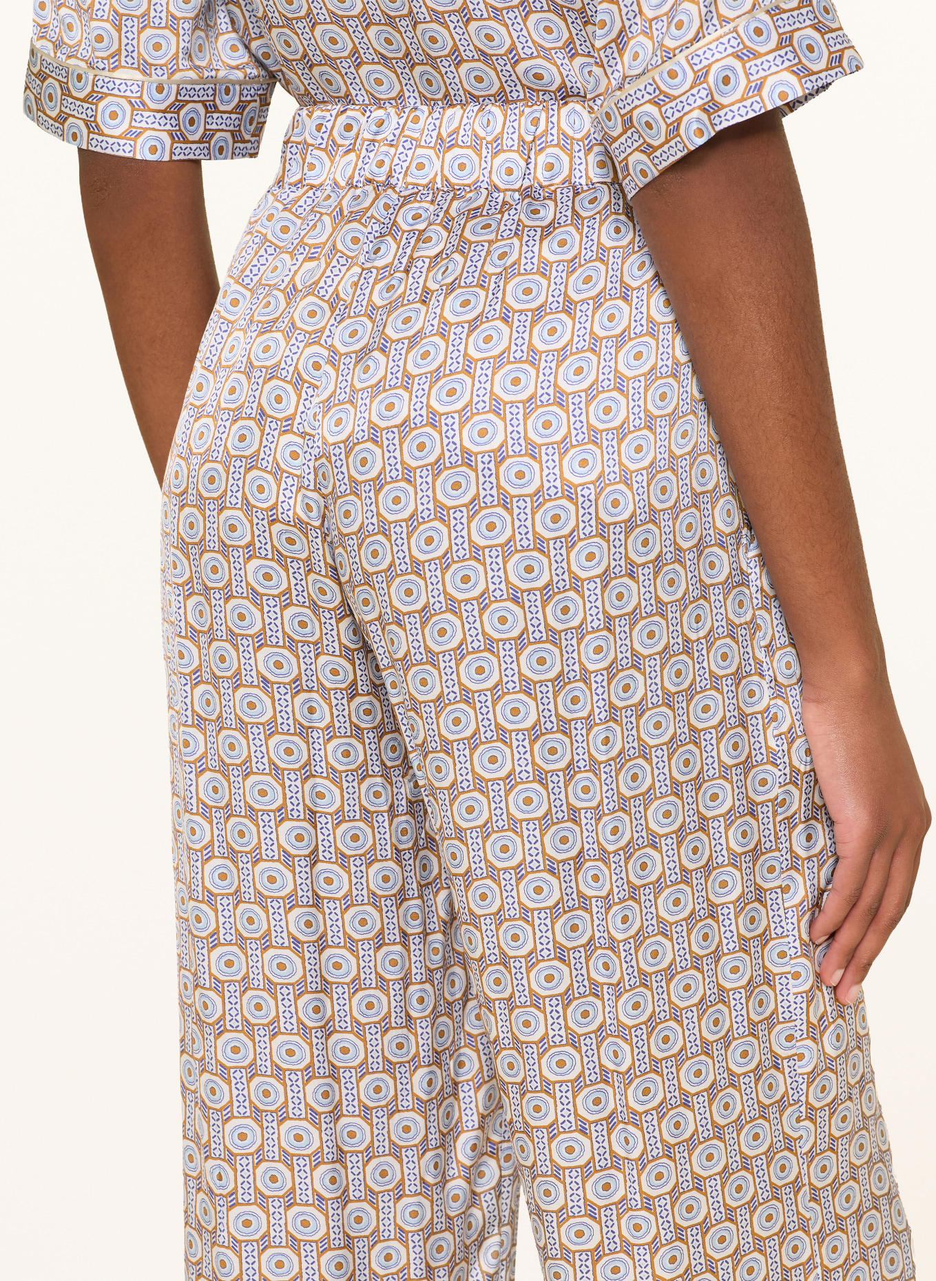 lilienfels Saténové kalhoty Marlene: TMAVĚ MODRÁ / KOŇAKOVÁ / KRÉMOVÁ