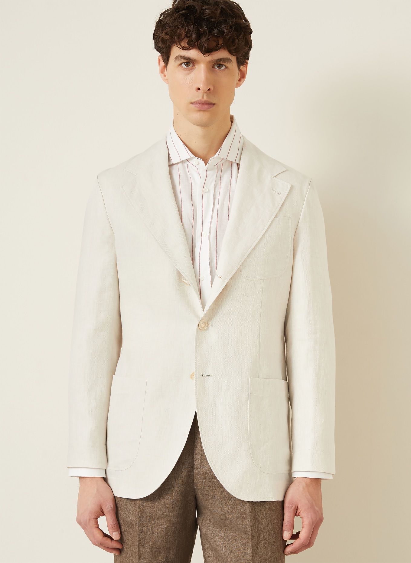 BRUNELLO CUCINELLI Veste en lin coupe ajustée: CRÈME