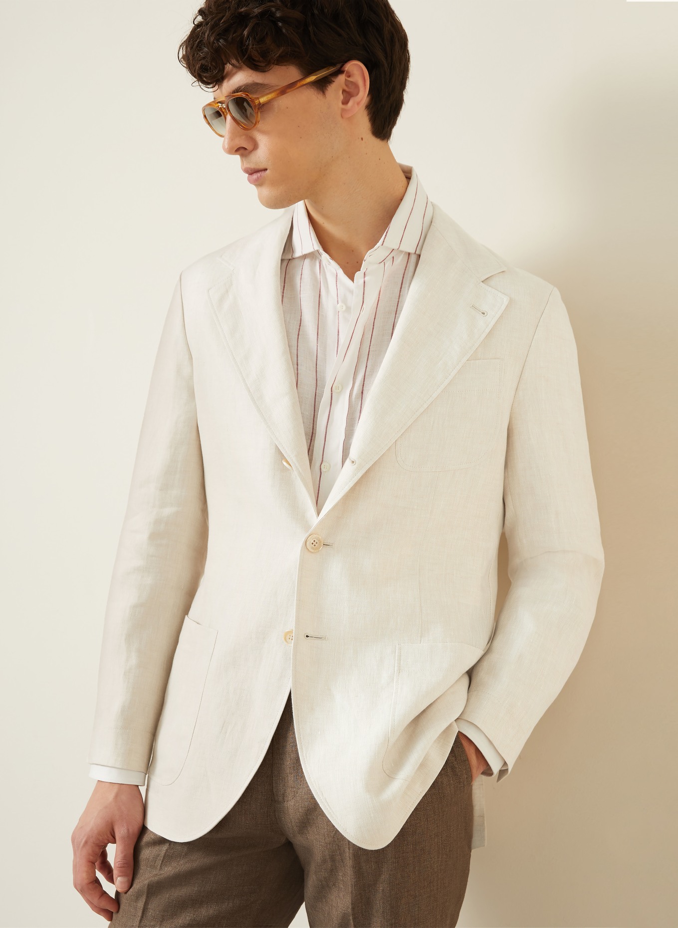 BRUNELLO CUCINELLI Veste en lin coupe ajustée: CRÈME