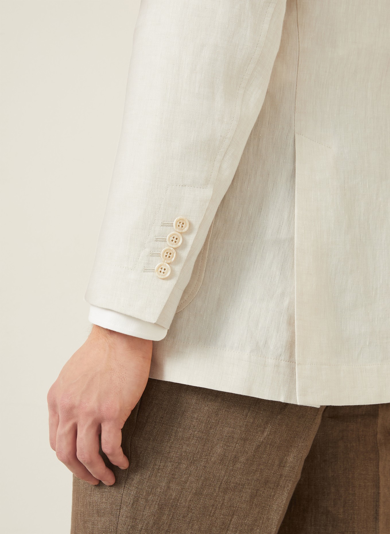 BRUNELLO CUCINELLI Veste en lin coupe ajustée: CRÈME