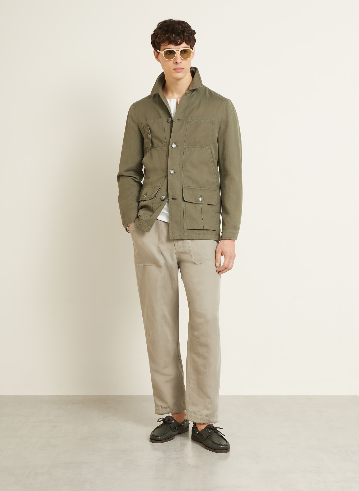 BRUNELLO CUCINELLI Jacket with linen: KHAKI