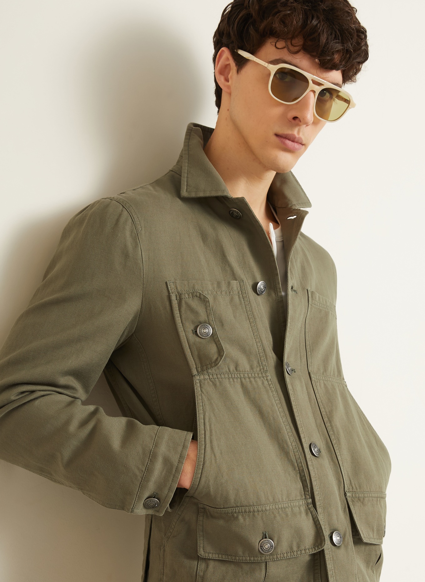 BRUNELLO CUCINELLI Jacket with linen: KHAKI