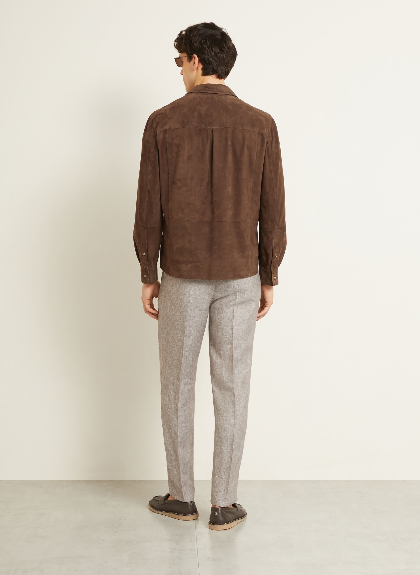 BRUNELLO CUCINELLI Regular-fit chinos with linen: BROWN