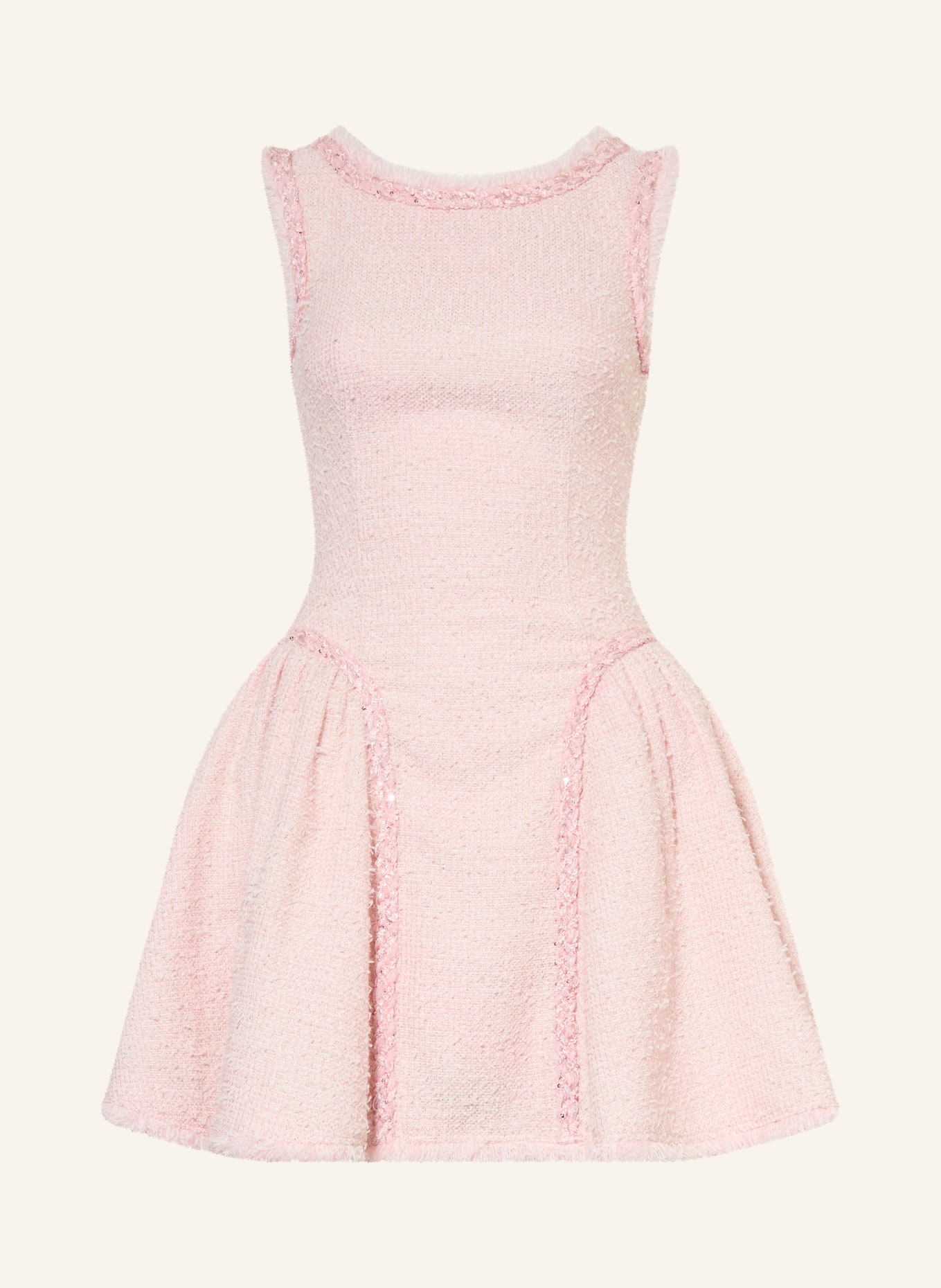 self-portrait Robe en bouclé avec fil pailleté et paillettes: ROSE CLAIR / OR