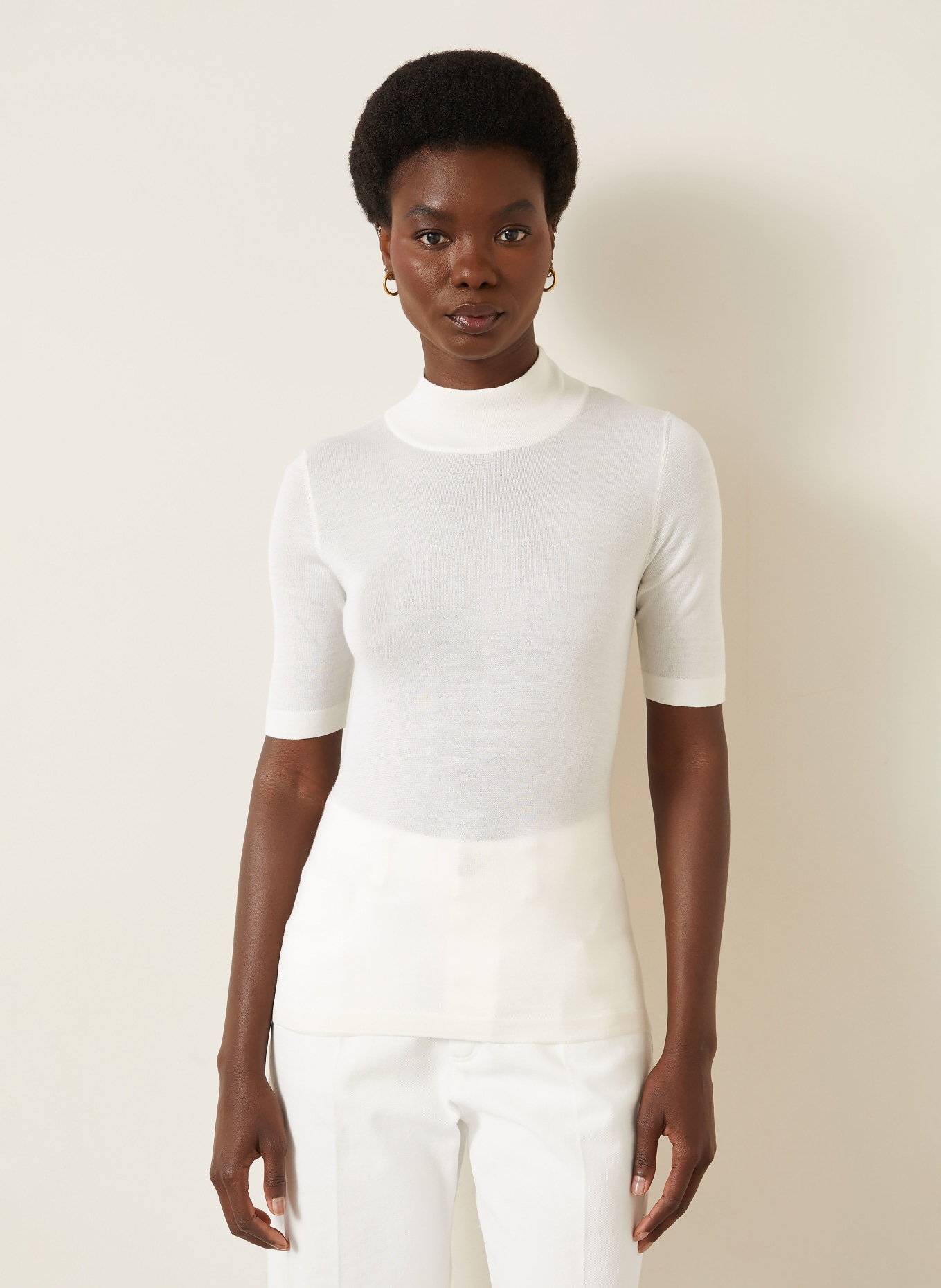 BRUNELLO CUCINELLI Cashmere and silk knit sweater: WHITE