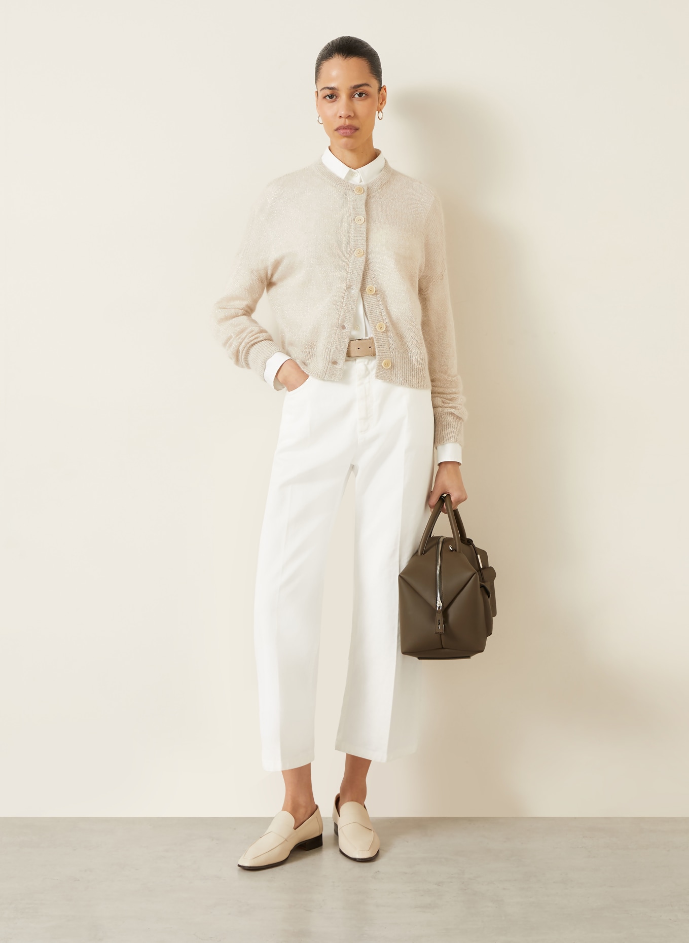 BRUNELLO CUCINELLI Cardigan made with mohair and glitter yarn: CREAM