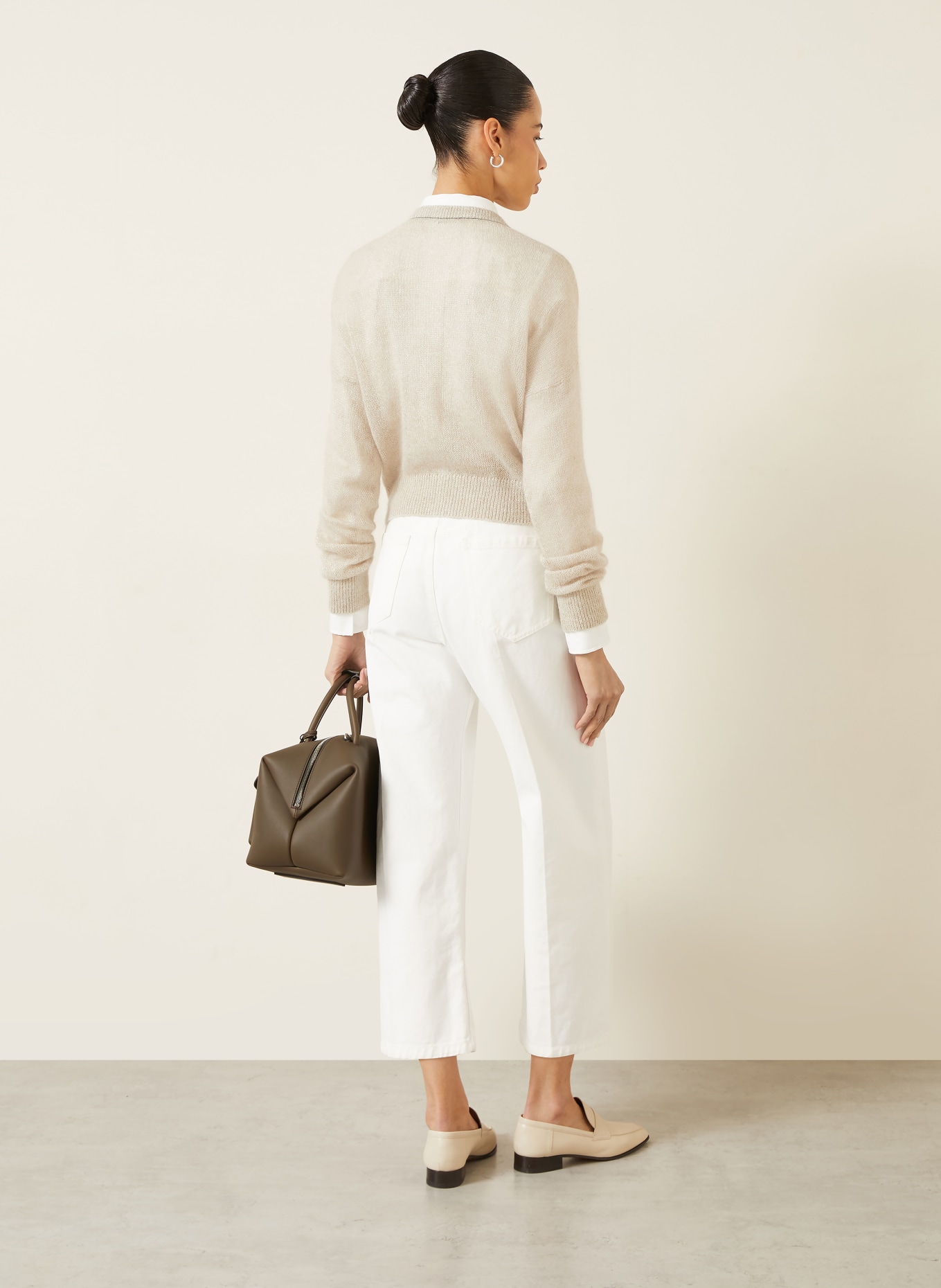 BRUNELLO CUCINELLI Cardigan made with mohair and glitter yarn: CREAM