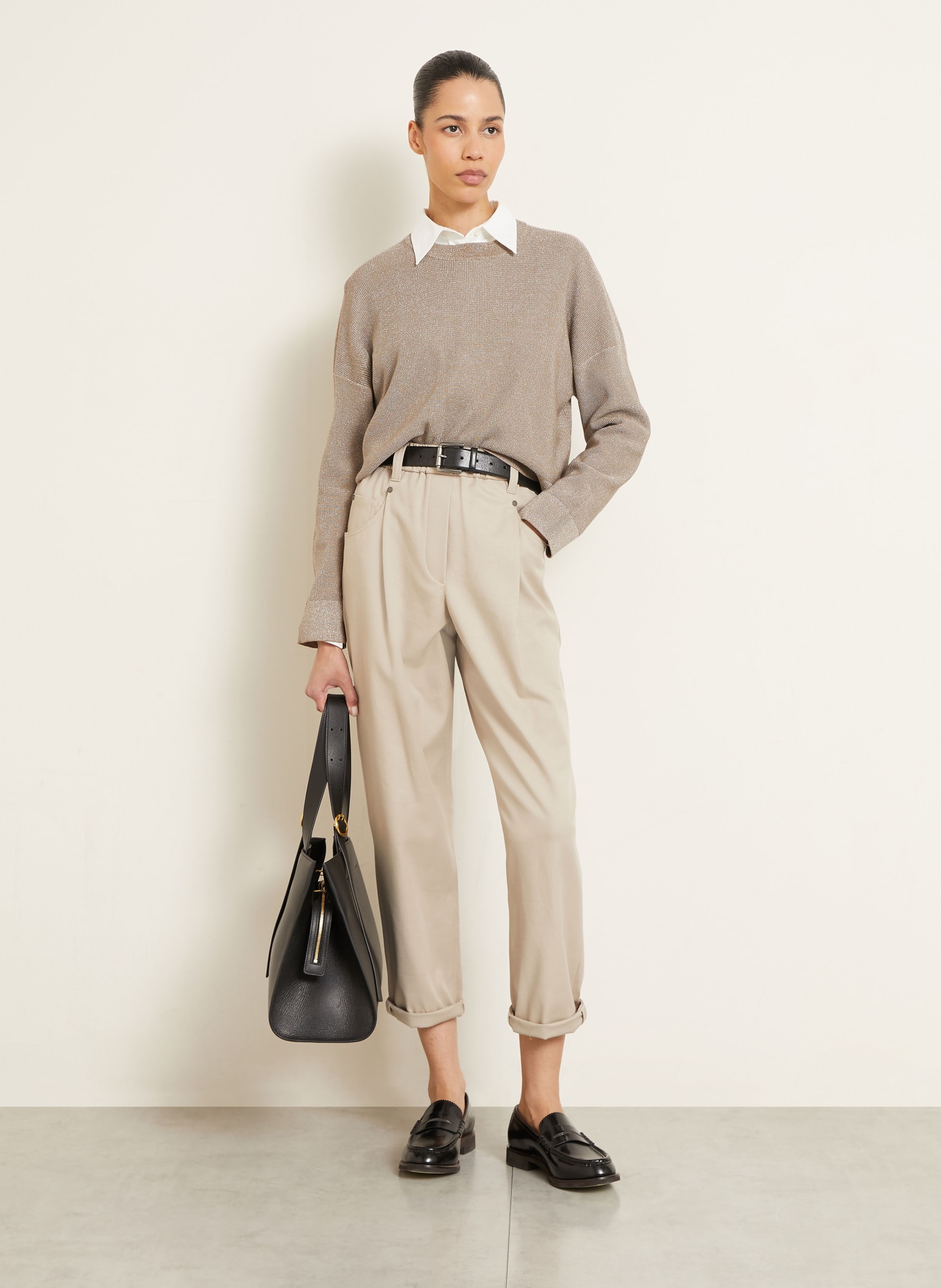 BRUNELLO CUCINELLI Sweater with glitter yarn: GRAY