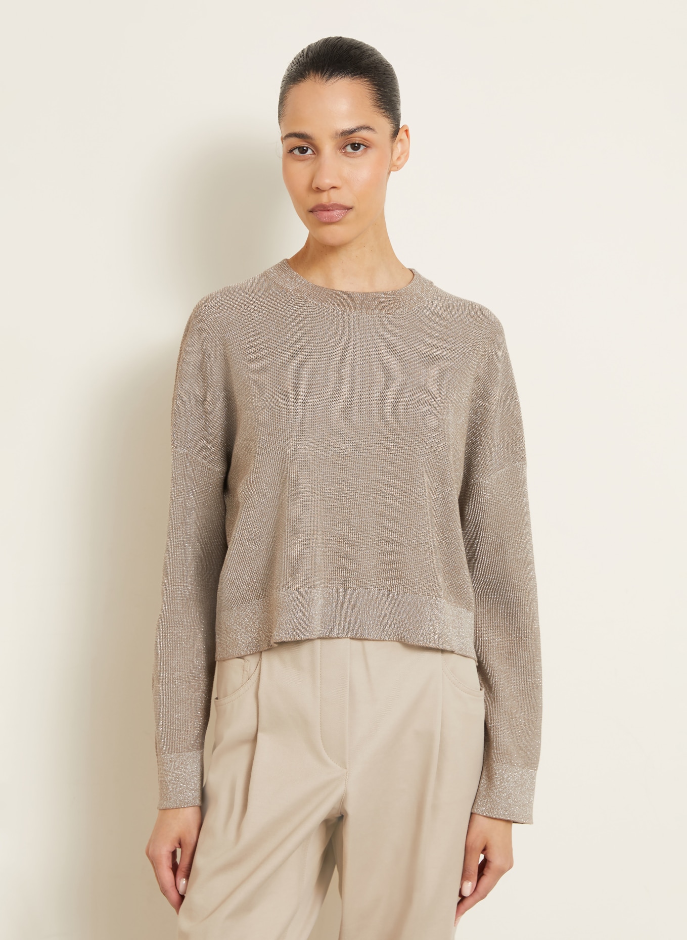 BRUNELLO CUCINELLI Sweater with glitter yarn: GRAY