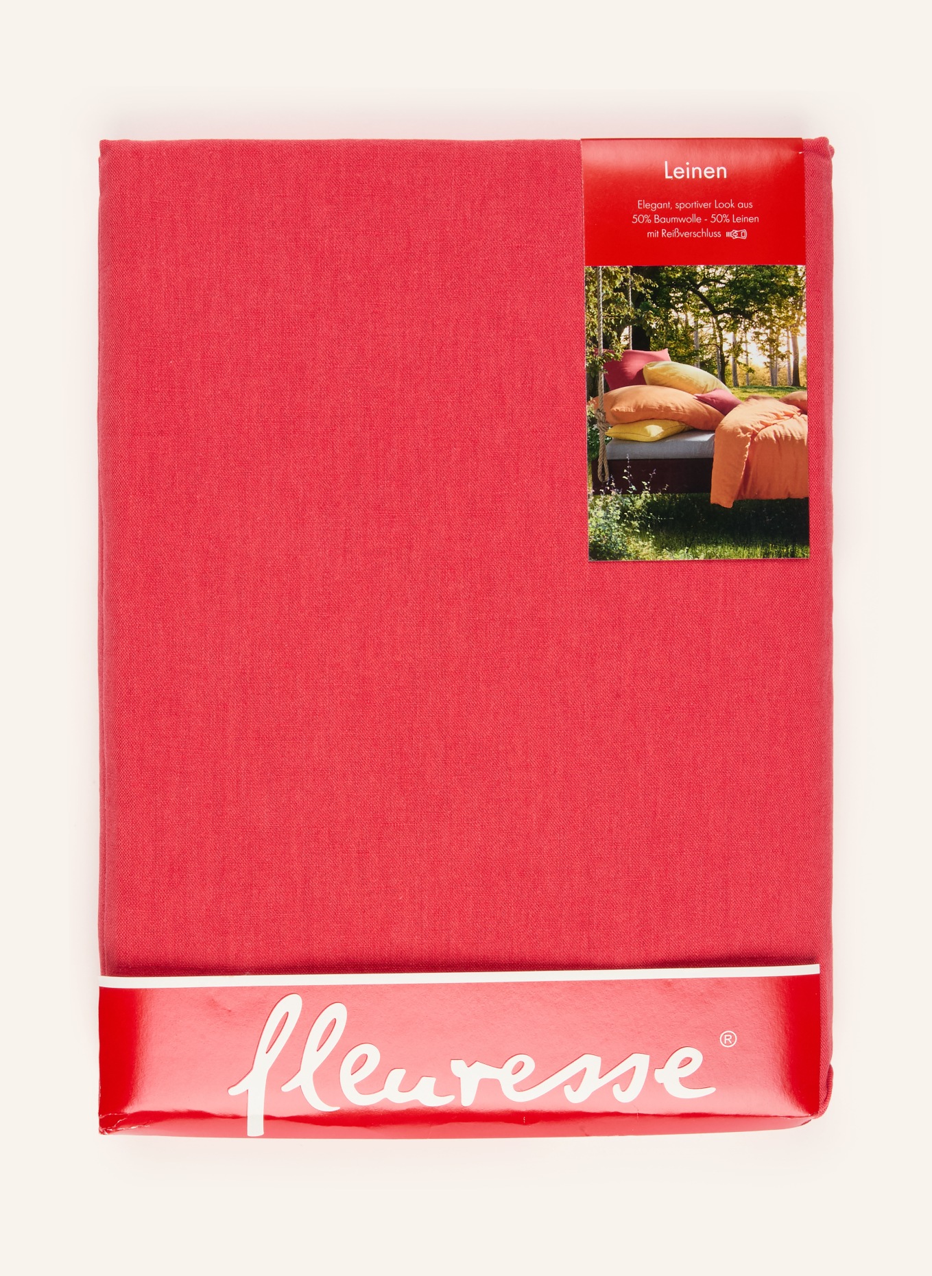 fleuresse Bettwäsche PROVENCE mit Leinen: ROT