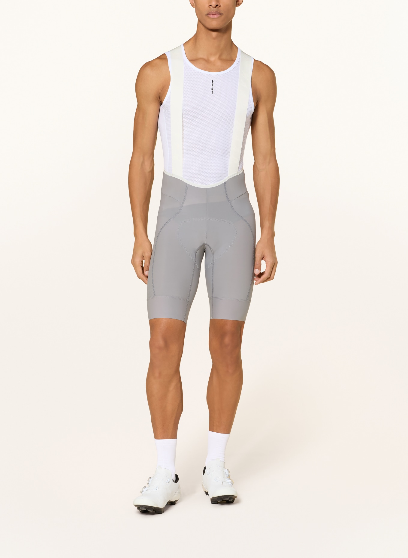 MAAP TEAM BIB EVO Cycling Shorts with Straps and Padded Seat Panel: GRAY / WHITE