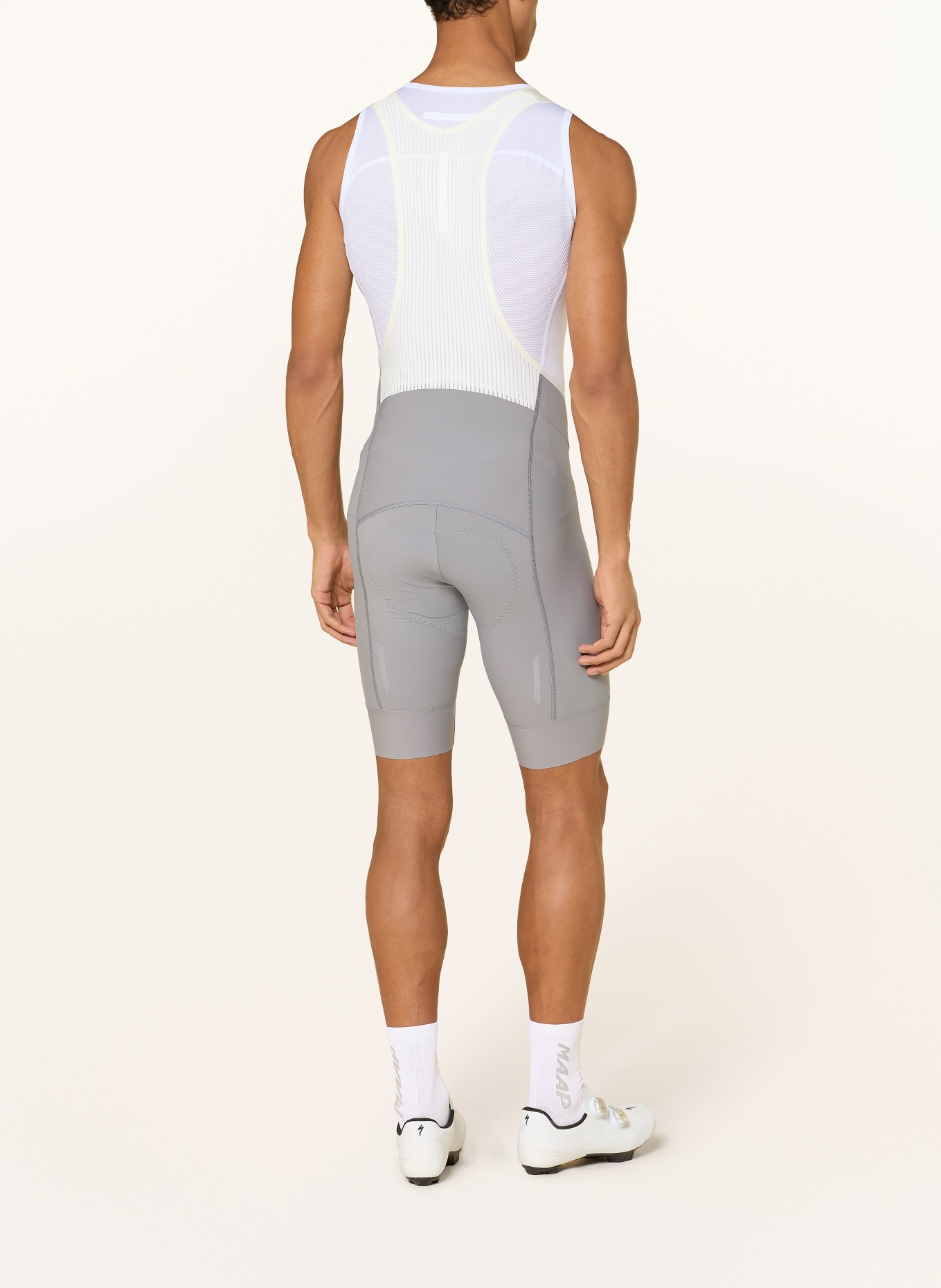MAAP TEAM BIB EVO Cycling Shorts with Straps and Padded Seat Panel: GRAY / WHITE