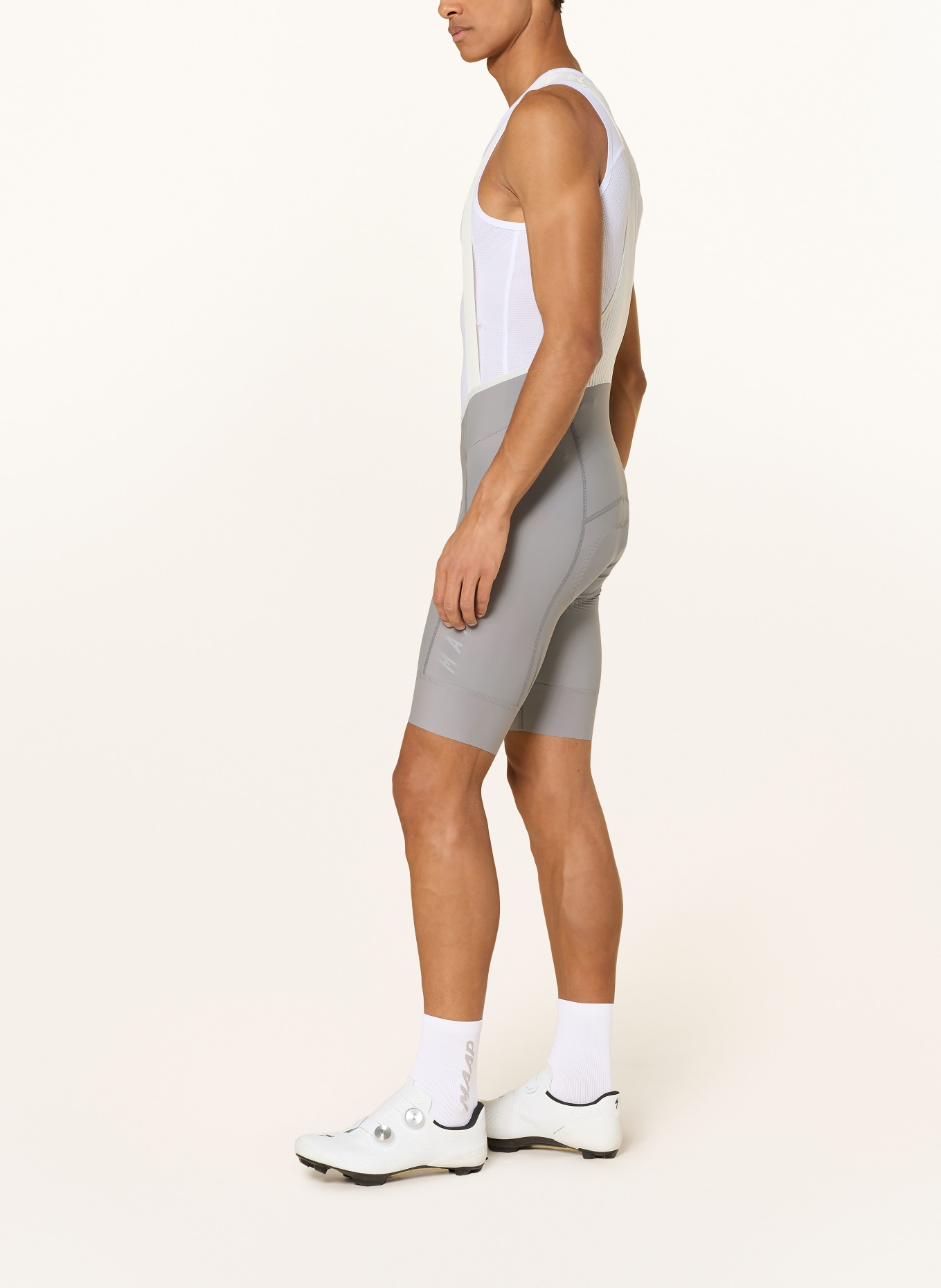 MAAP TEAM BIB EVO Cycling Shorts with Straps and Padded Seat Panel: GRAY / WHITE