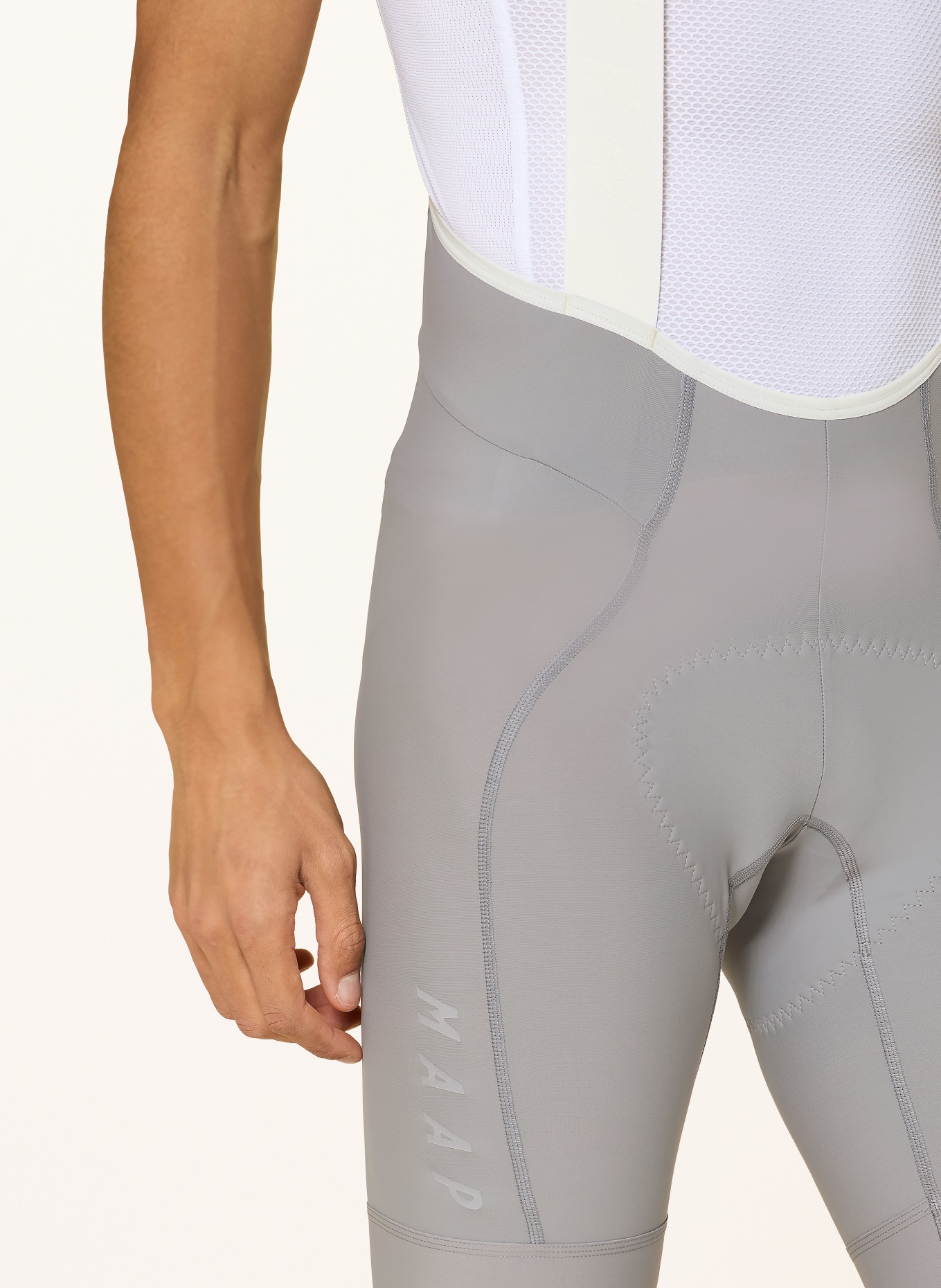 MAAP TEAM BIB EVO Cycling Shorts with Straps and Padded Seat Panel: GRAY / WHITE